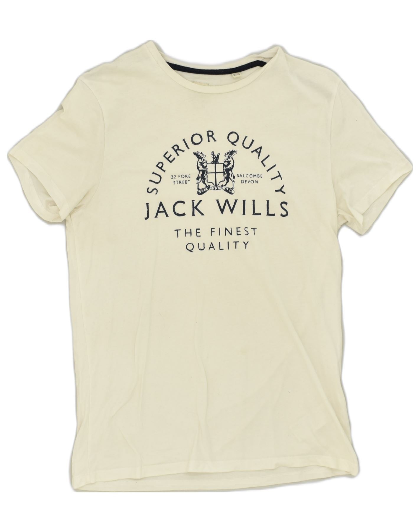 image of JACK WILLS Mens Graphic T-Shirt Top Small White Cotton