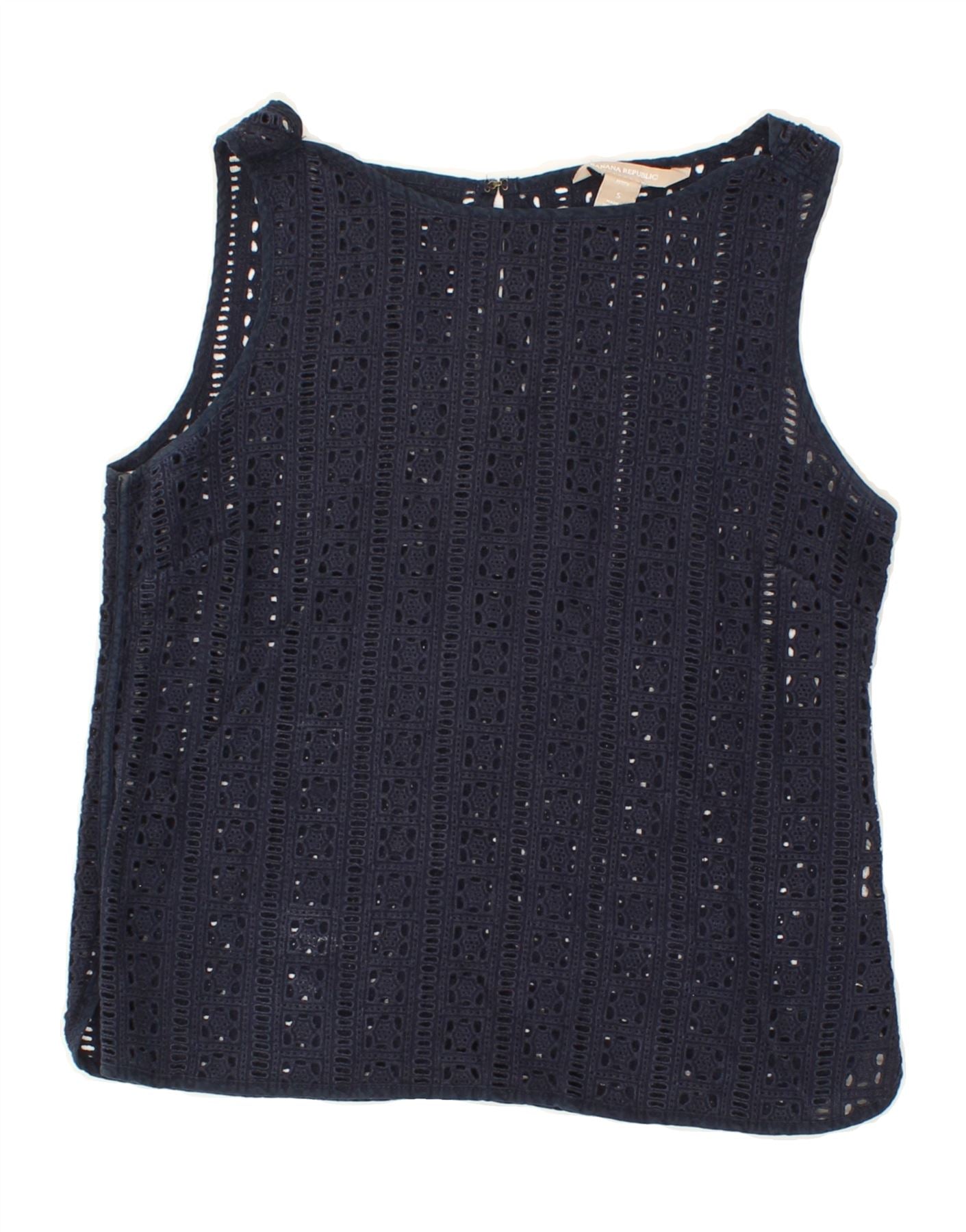 image of BANANA REPUBLIC Womens Sleeveless Crochet Vest Top UK 10 Small Navy Blue