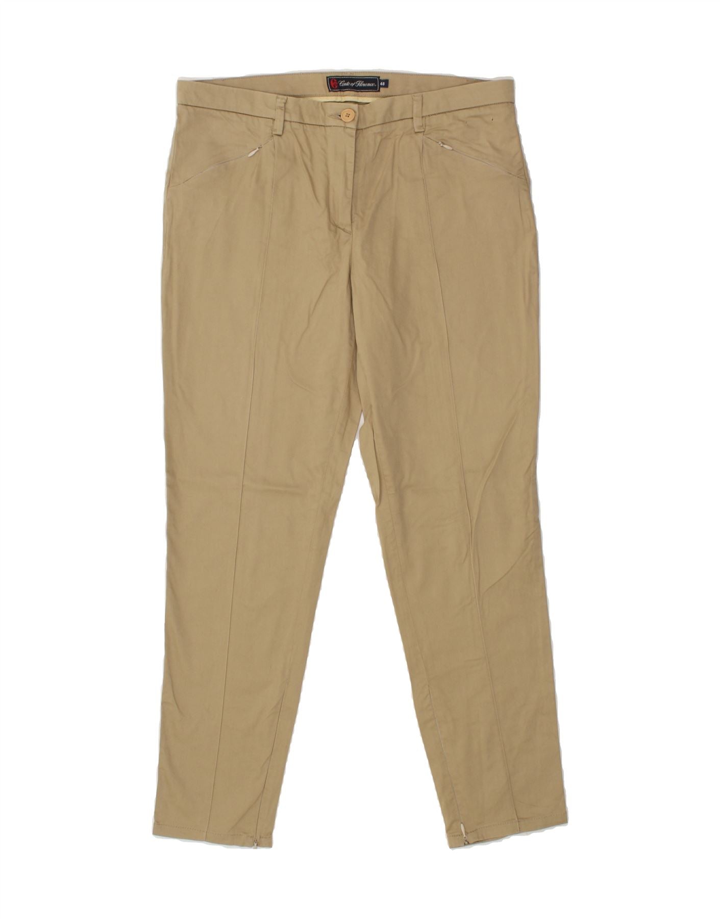 Image of CONTE OF FLORENCE Womens Slim Casual Trousers IT 48 XL W34 L29  Beige