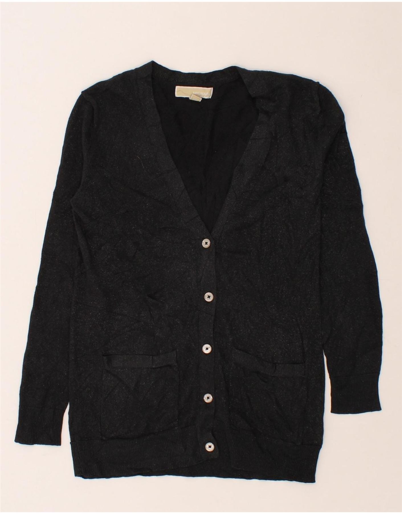 image of MICHAEL KORS Womens Cardigan Sweater UK 6 XS Black Cotton