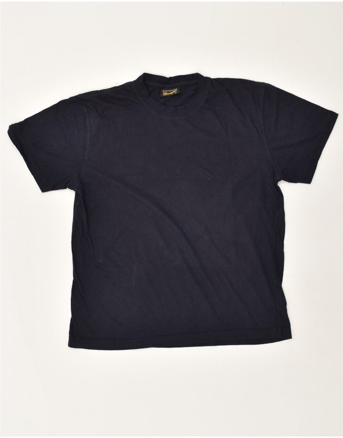 image of WRANGLER Mens T-Shirt Top Medium Navy Blue Cotton