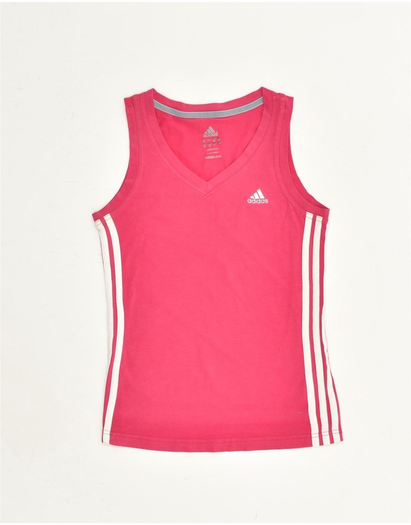 image of ADIDAS Womens Vest Top UK 8 Small Pink Cotton