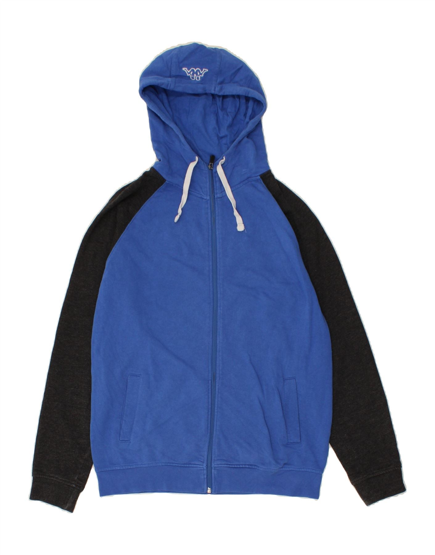 image of KAPPA Mens Zip Hoodie Sweater Large Navy Blue Colourblock Cotton