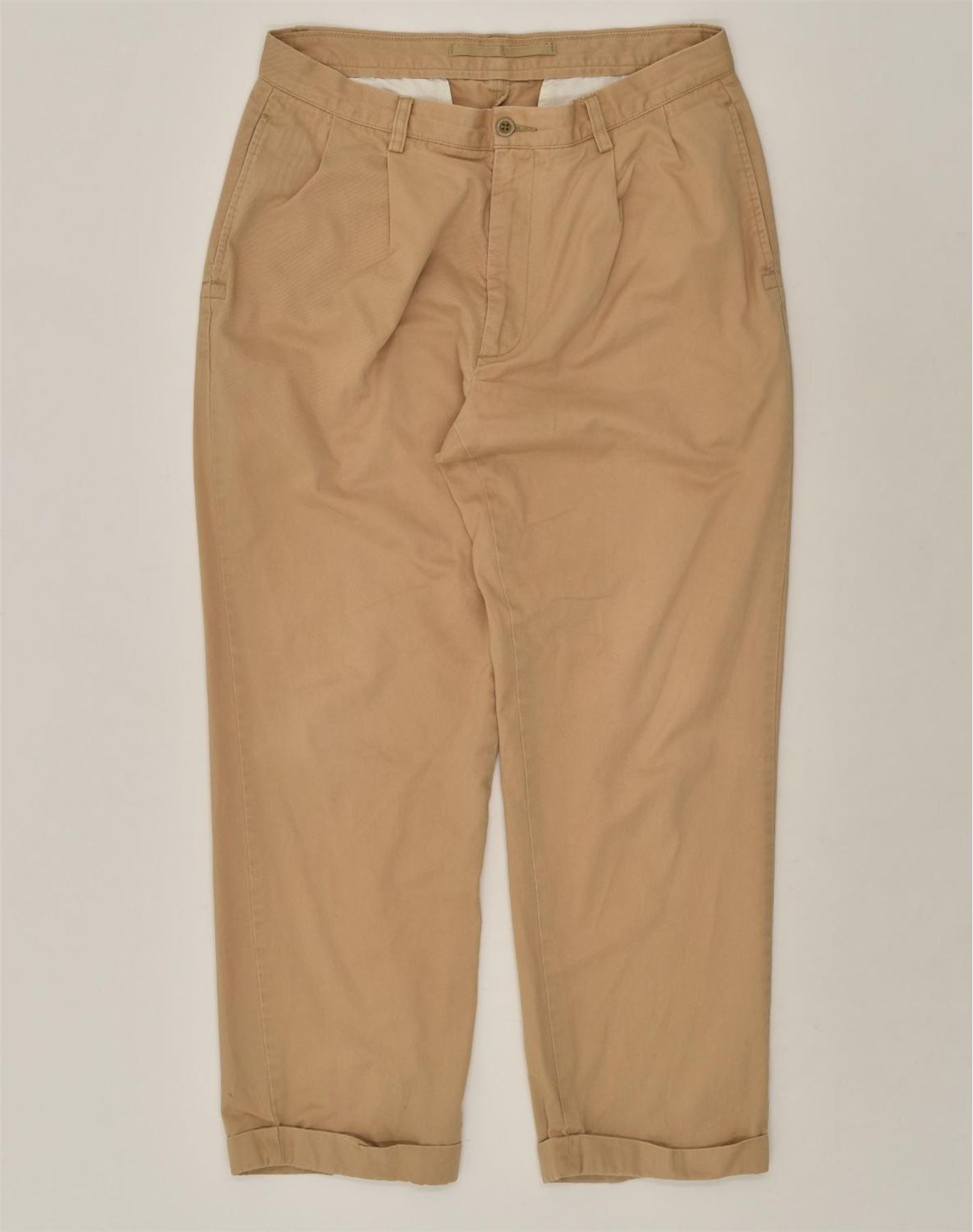 image of NAUTICA Mens Pegged Classic Fit Chino Trousers W34 L30 Brown Cotton