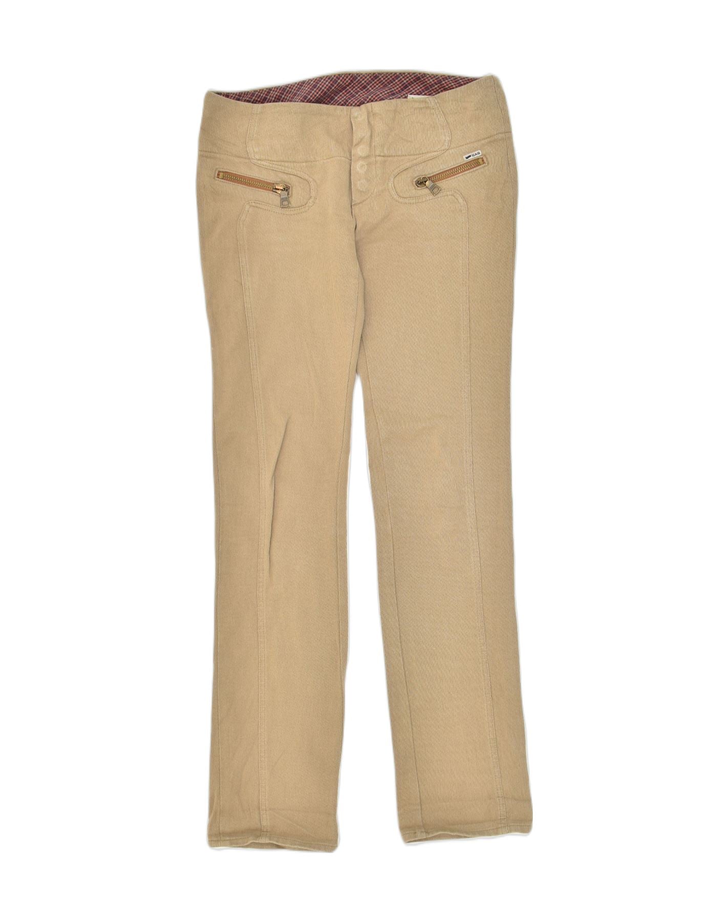 image of GAS Womens Straight Casual Trousers W34 L34 Beige Cotton