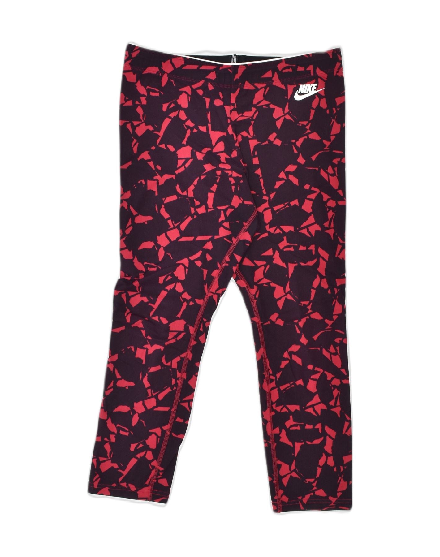 image of NIKE Womens Crazy Pattern Leggings UK 12 Medium  Red Cotton