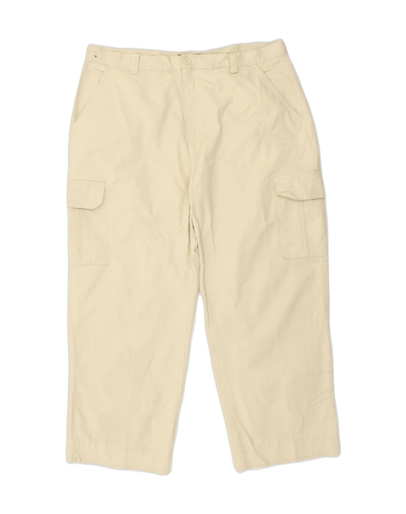 Image of CHAPS Mens Straight Cargo Trousers W40 L30  Beige Cotton