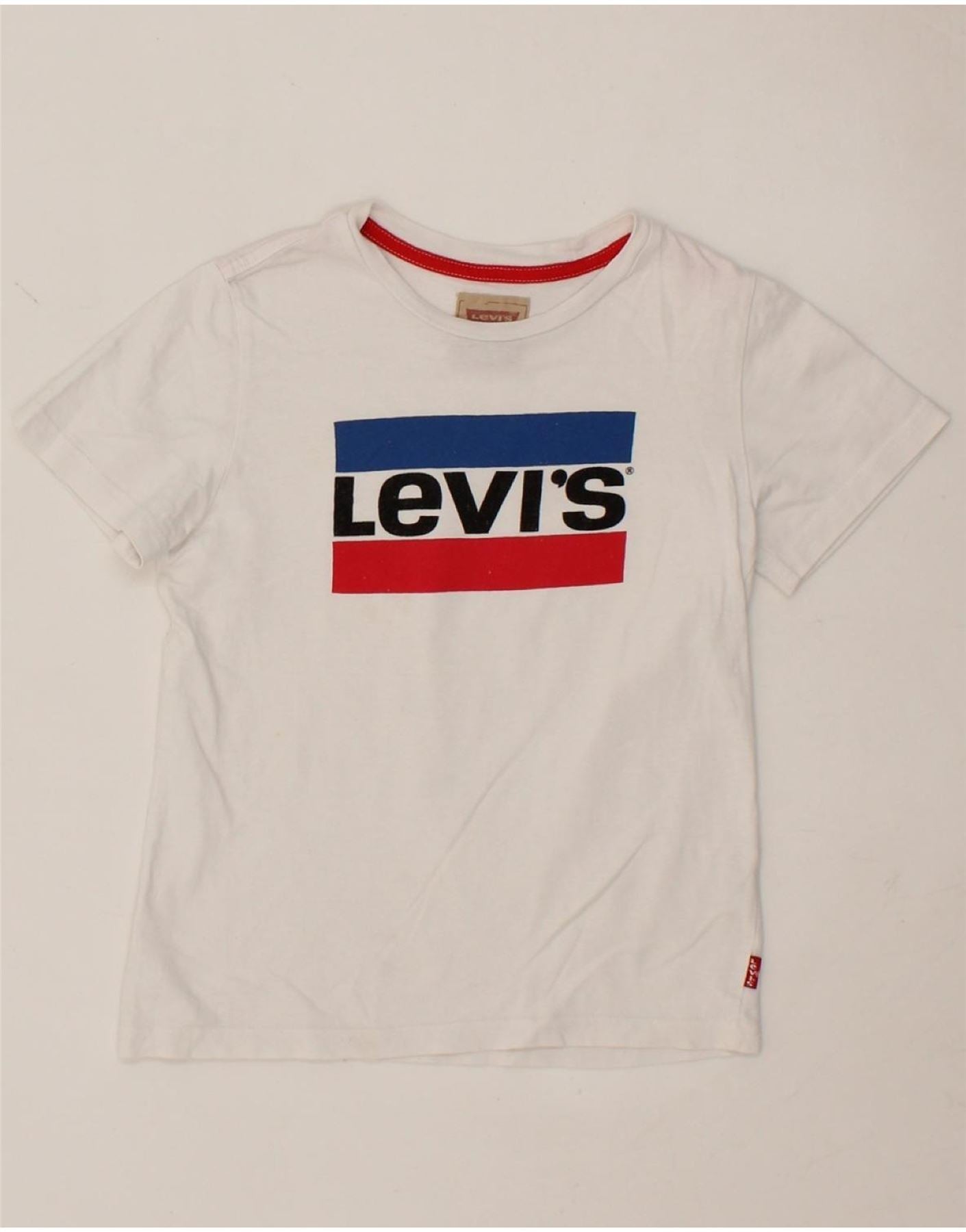 image of LEVI'S Girls Graphic T-Shirt Top 9-10 Years White Cotton