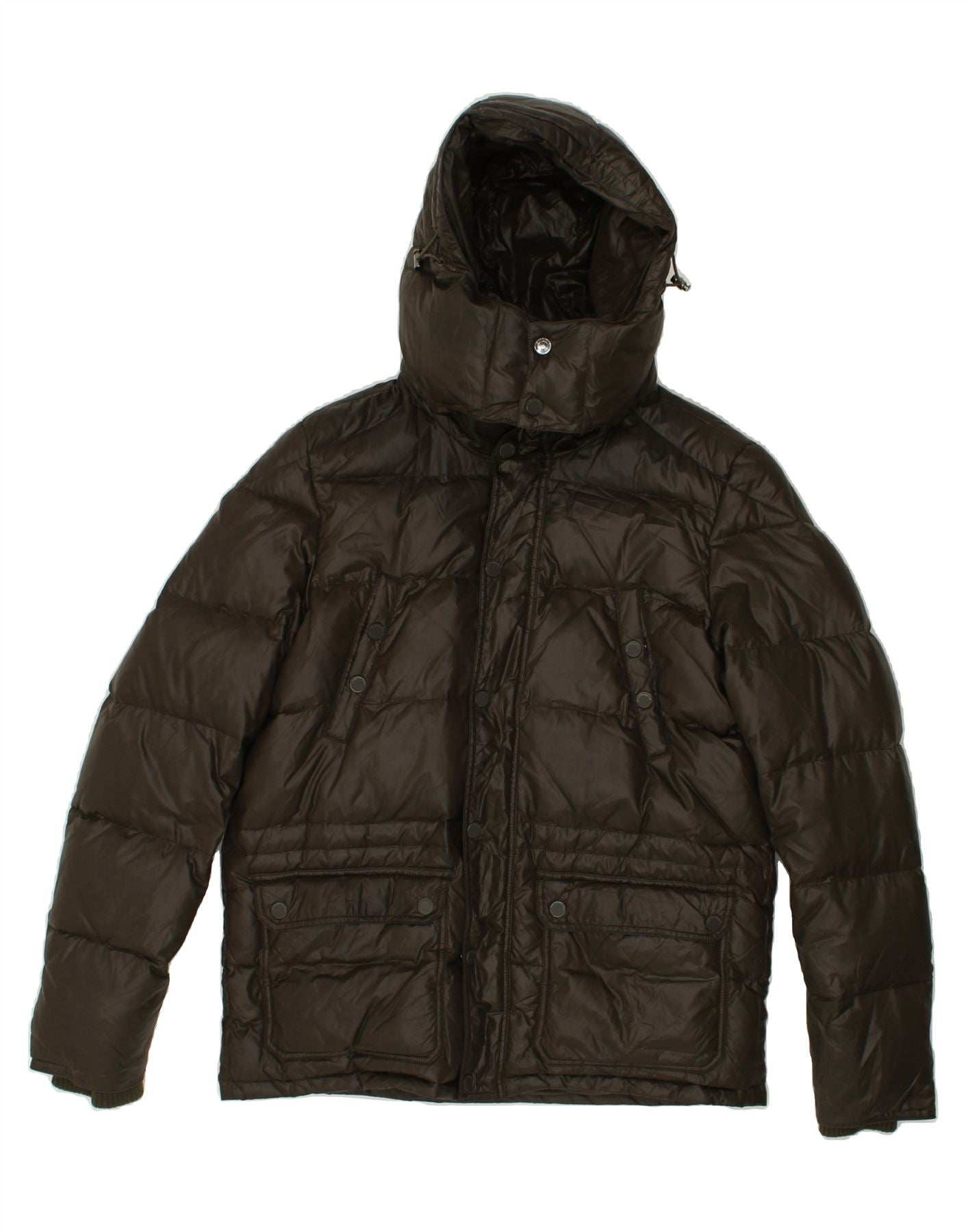 image of BEST COMPANY Mens Hooded Padded Jacket UK 36 Small Khaki Polyester