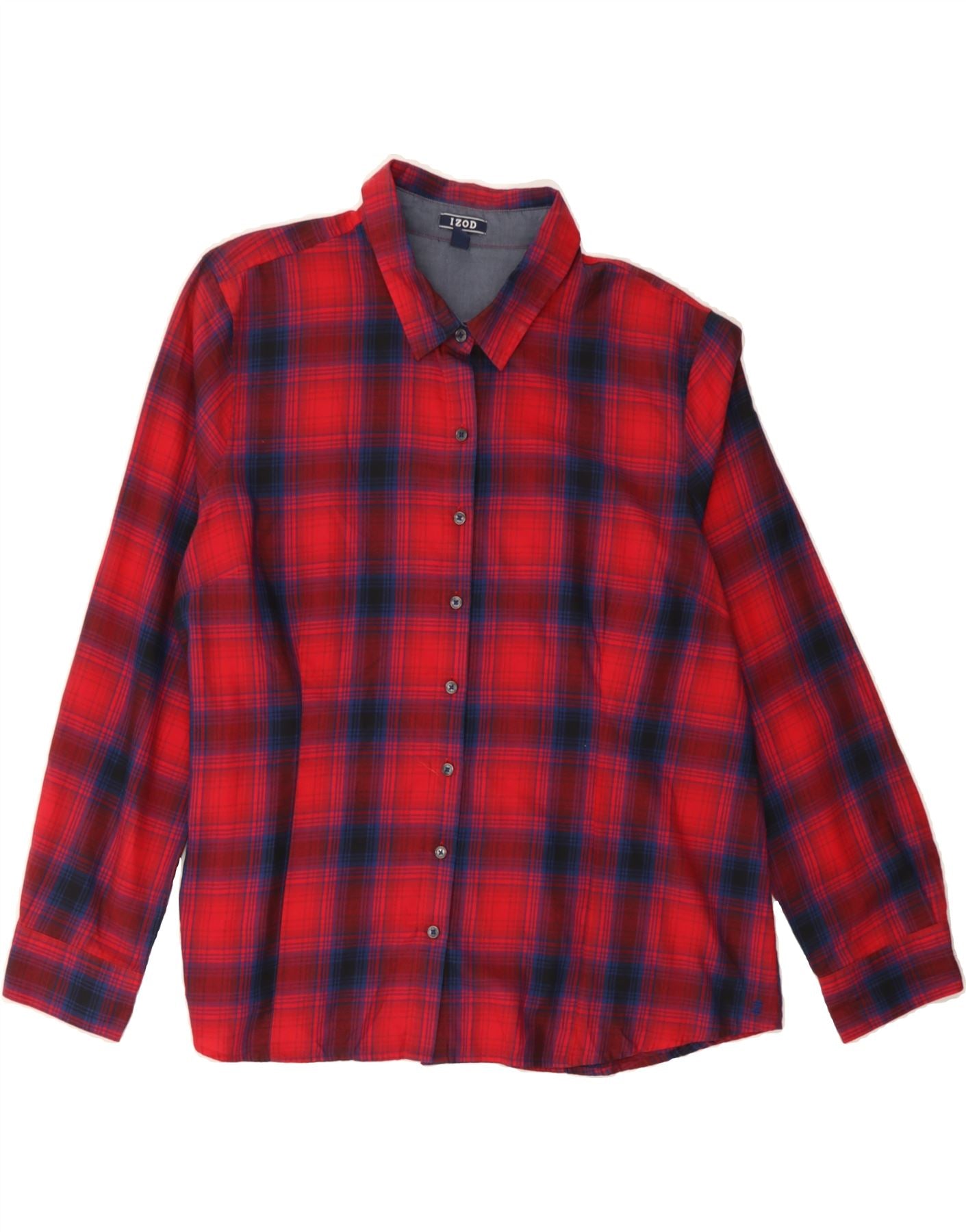 image of IZOD Womens Shirt UK 20 2XL Red Check Cotton