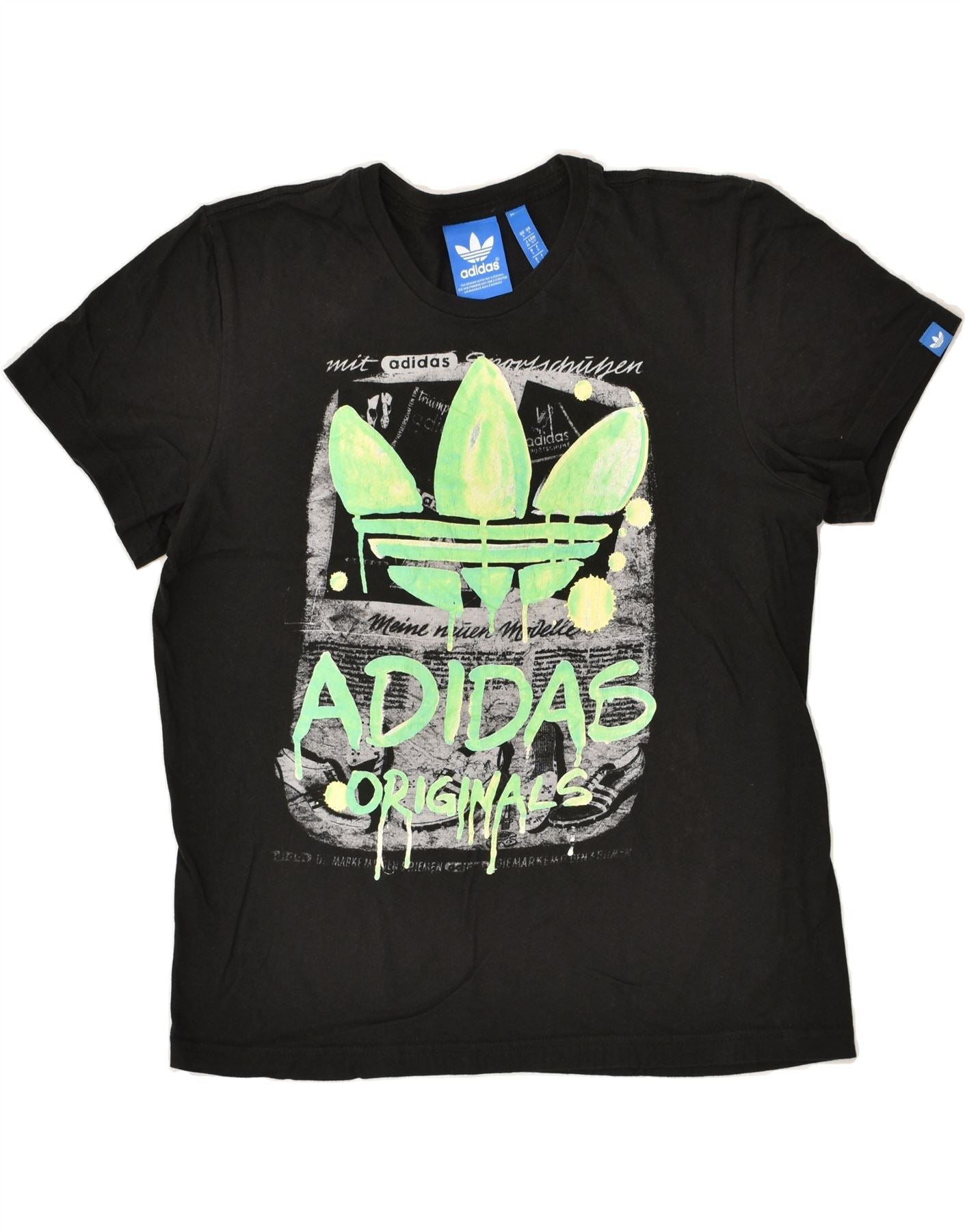 image of ADIDAS Mens Graphic T-Shirt Top Small Black Cotton