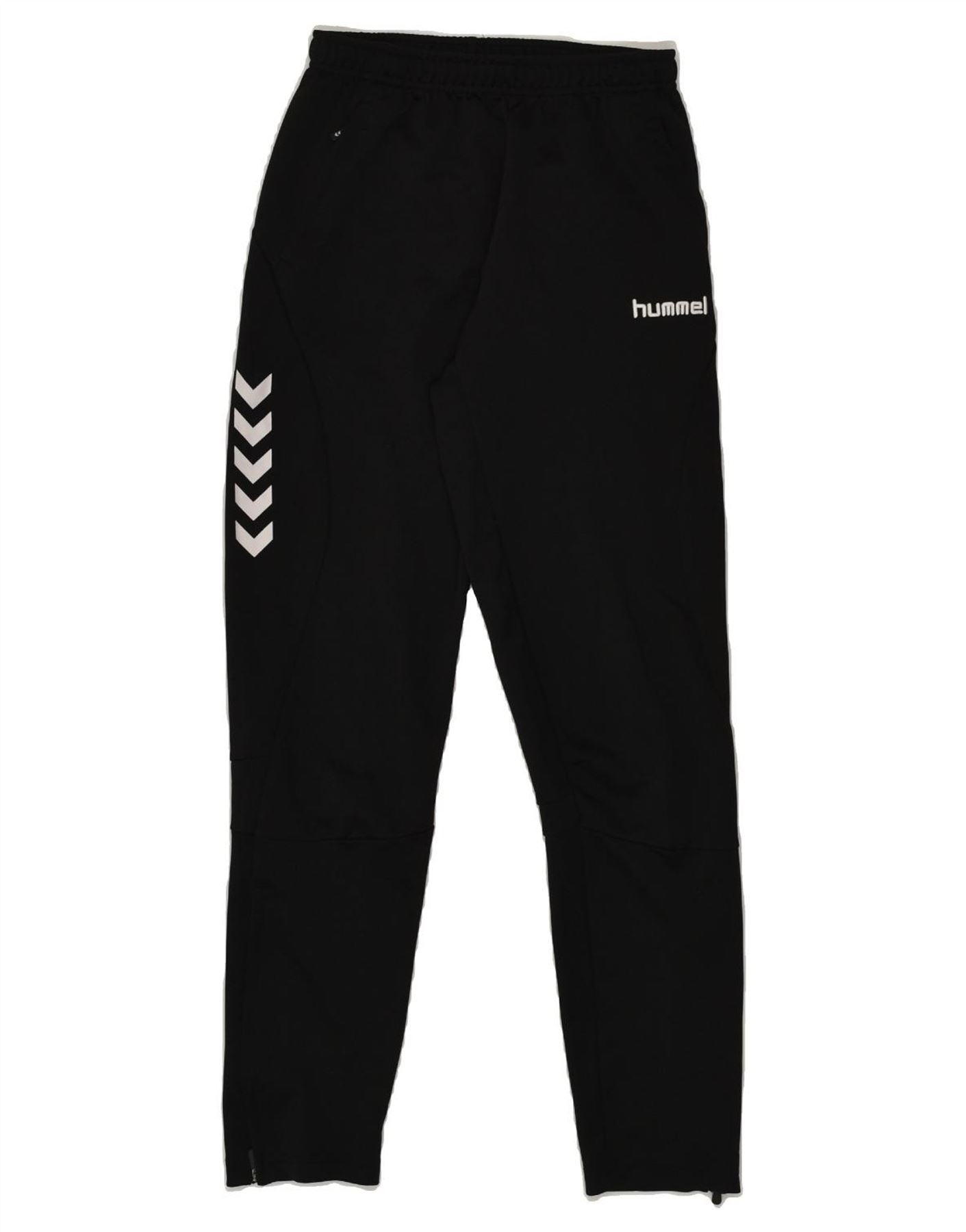 image of HUMMEL Boys Graphic Tracksuit Trousers 13-14 Years Black Polyester