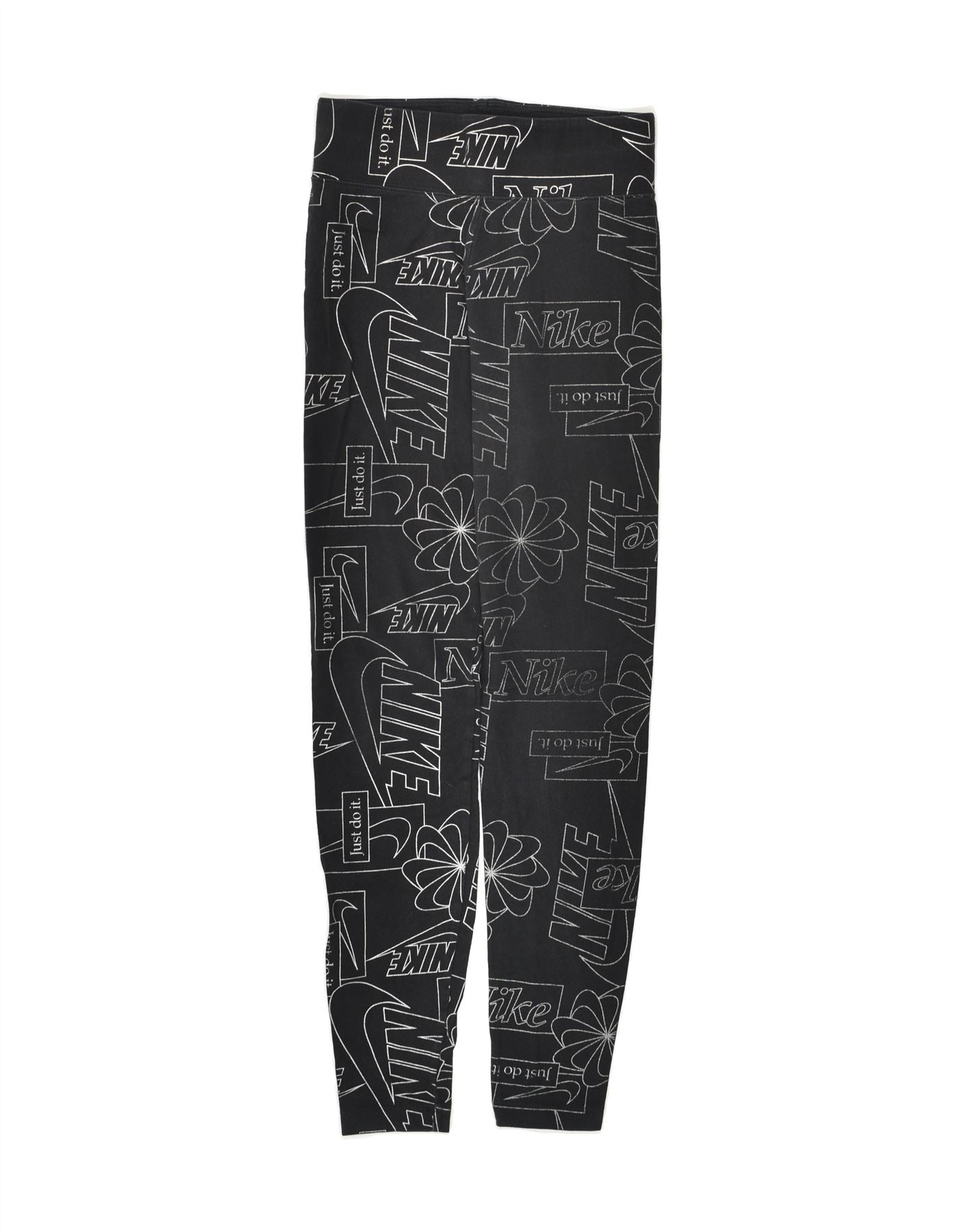 image of NIKE Womens Graphic Leggings UK 4 XS Black Cotton