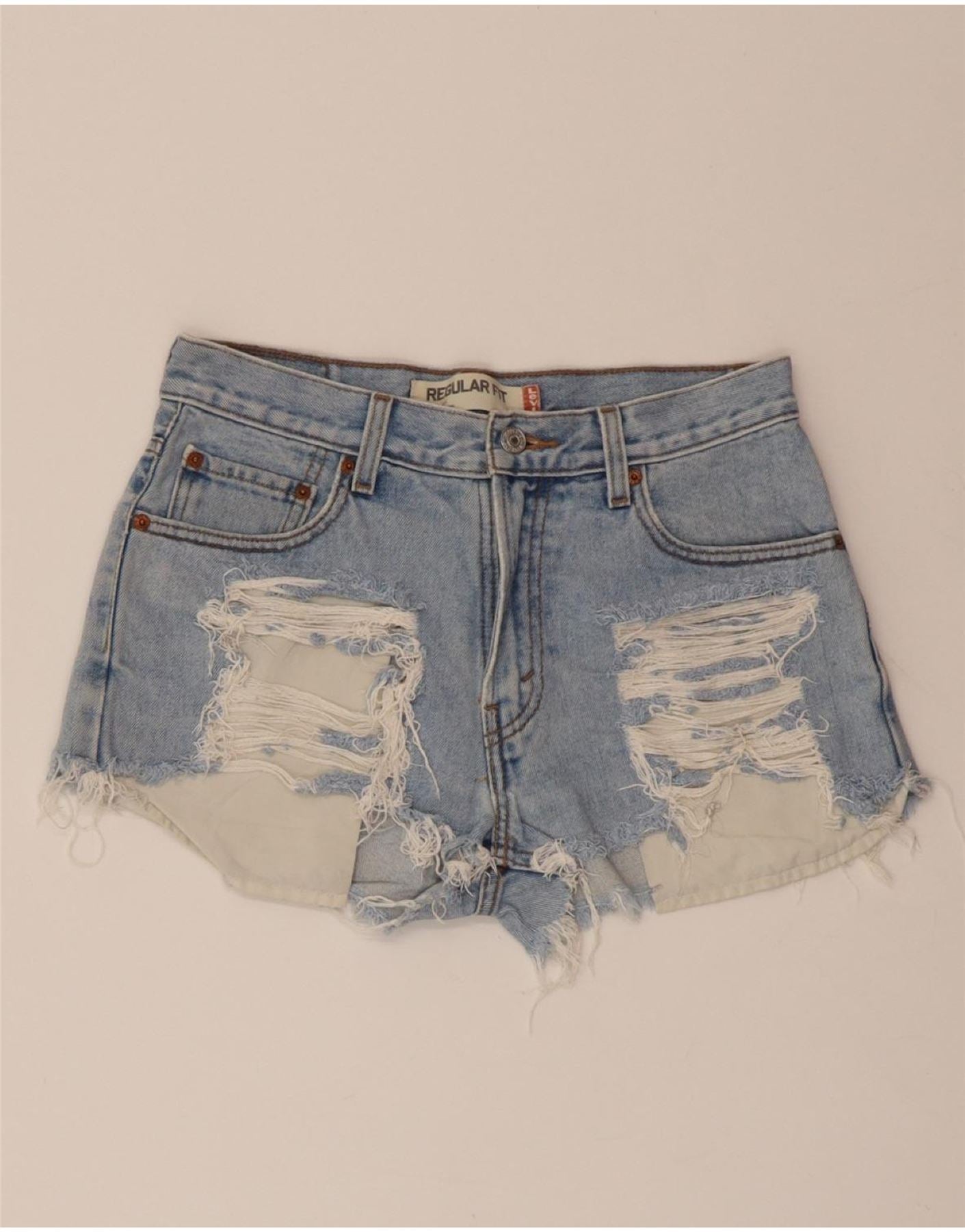 image of LEVI'S Womens 505 Distressed Denim Shorts W30 Medium Blue Cotton