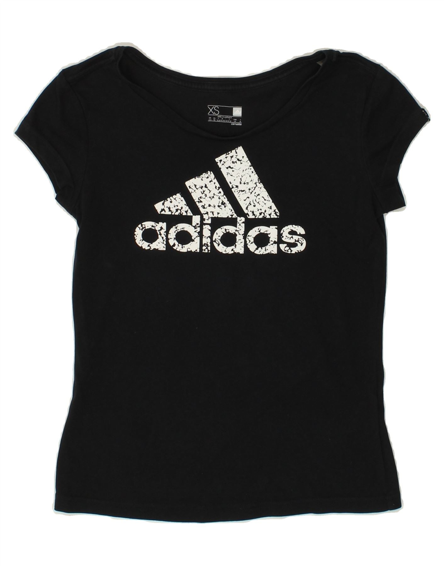 Image of ADIDAS Womens Climalite Graphic T-Shirt Top UK 4/6 XS Navy Blue Cotton