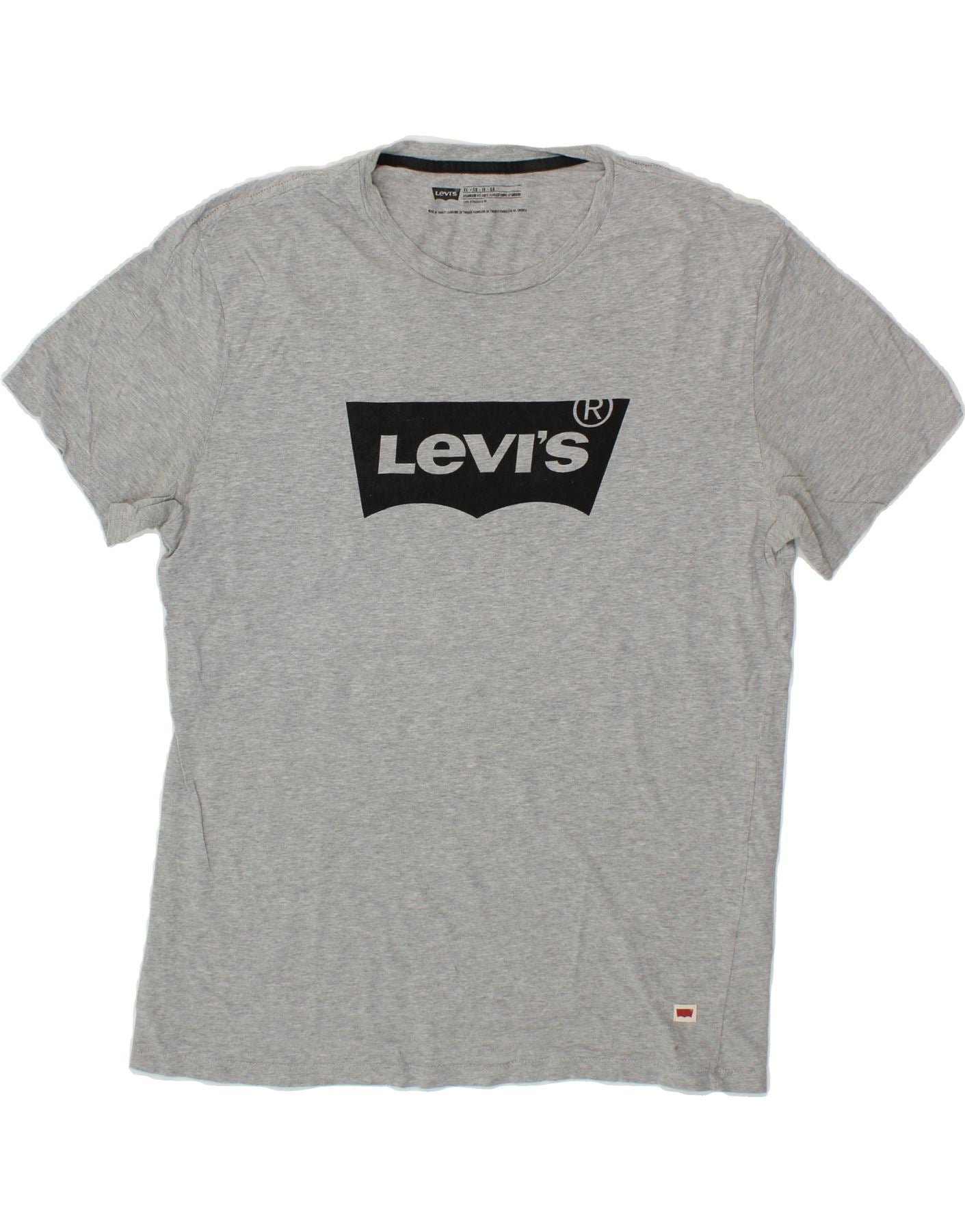 image of LEVI'S Mens Standard Fit Graphic T-Shirt Top XL Grey