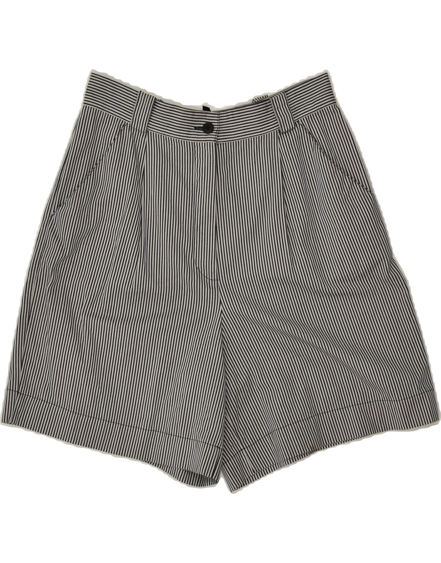 image of SUPERIOR Womens High Waist Chino Shorts IT 42 Medium W26  Grey Pinstripe