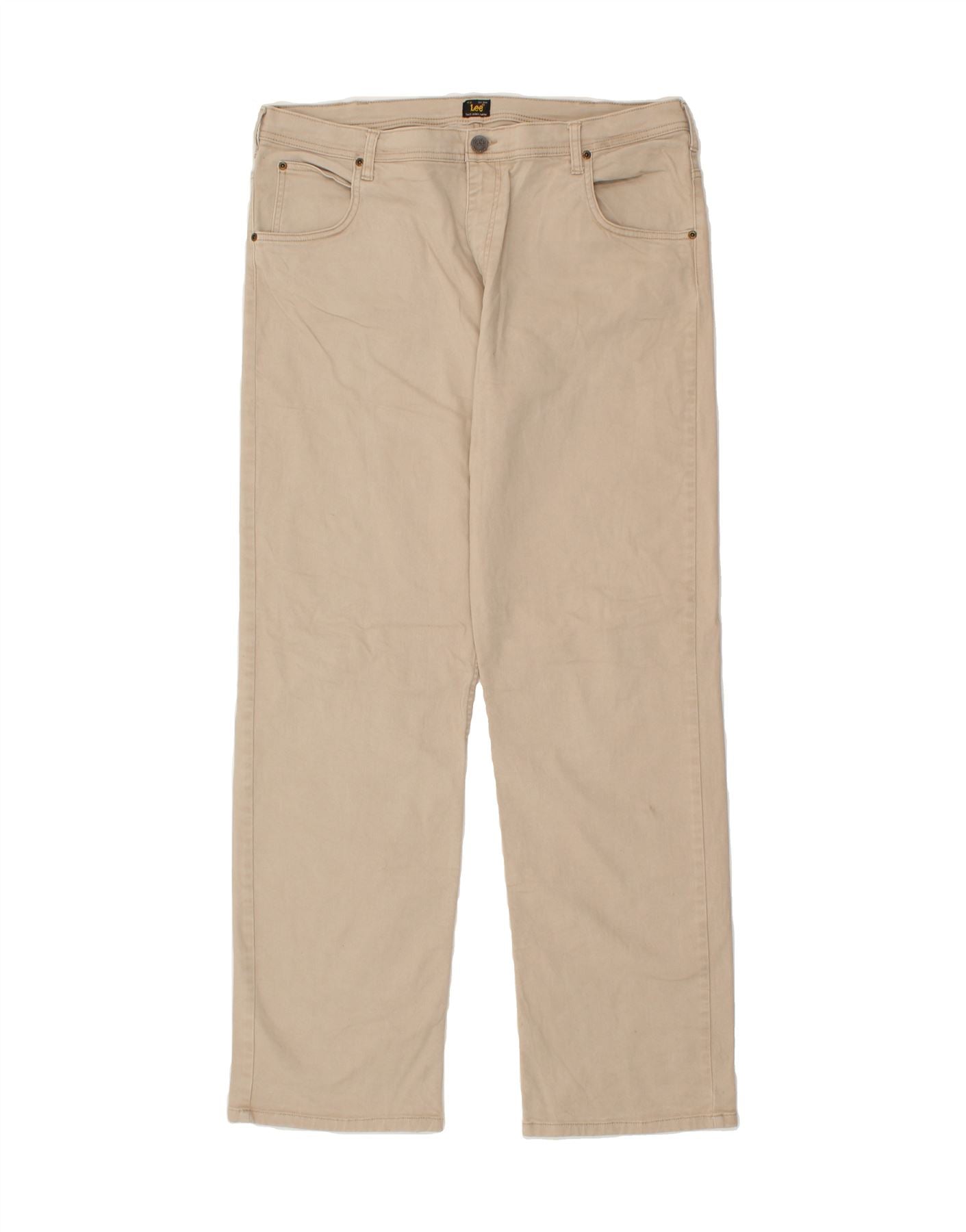 image of LEE Mens Brooklyn Straight Casual Trousers W40 L34 Beige Cotton