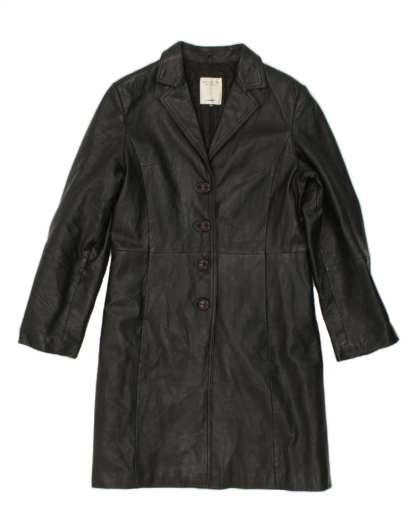 image of CONBIPEL Womens Leather Coat IT 44 Medium Black Leather