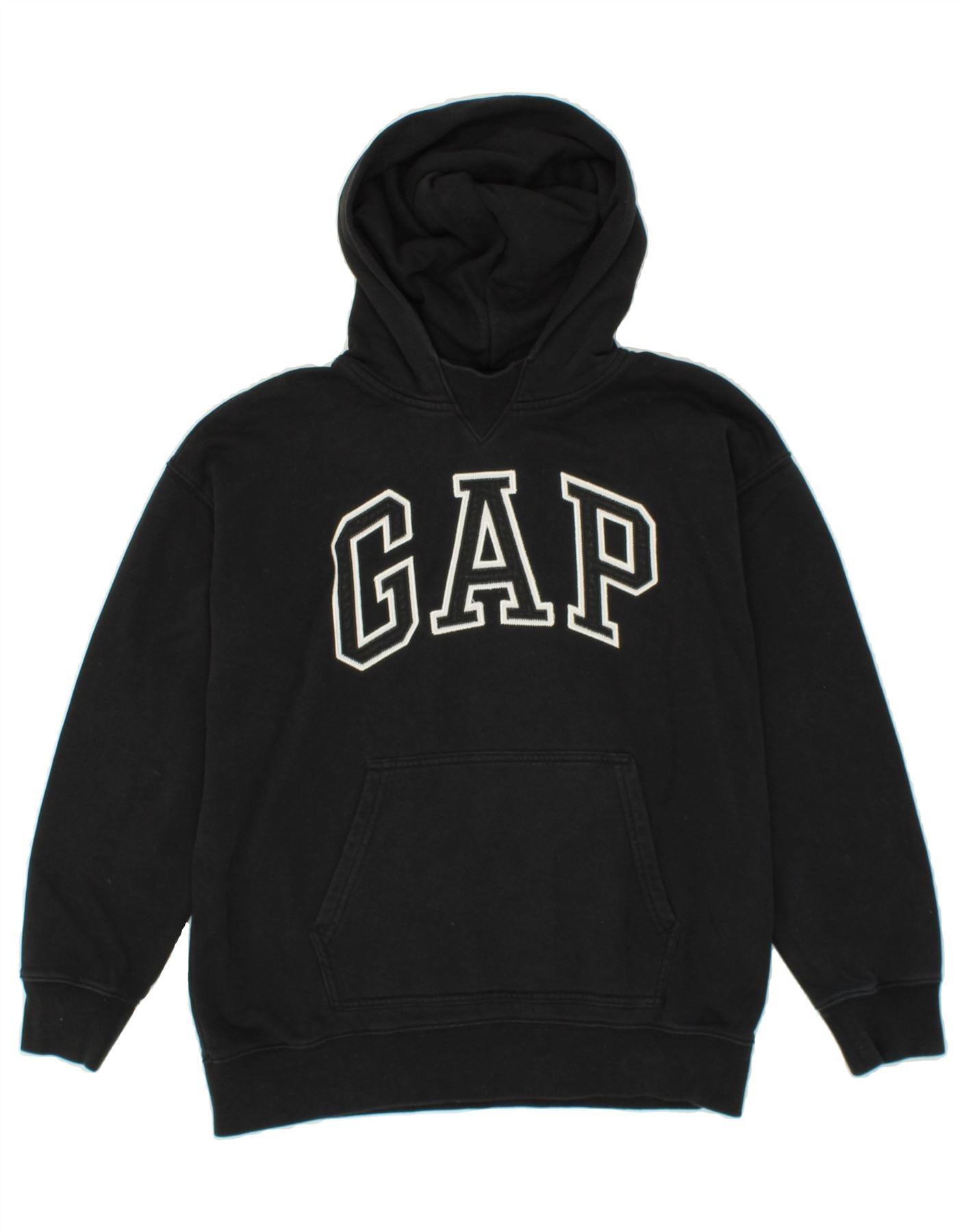 image of GAP Boys Graphic Hoodie Jumper 14-15 Years Black Cotton