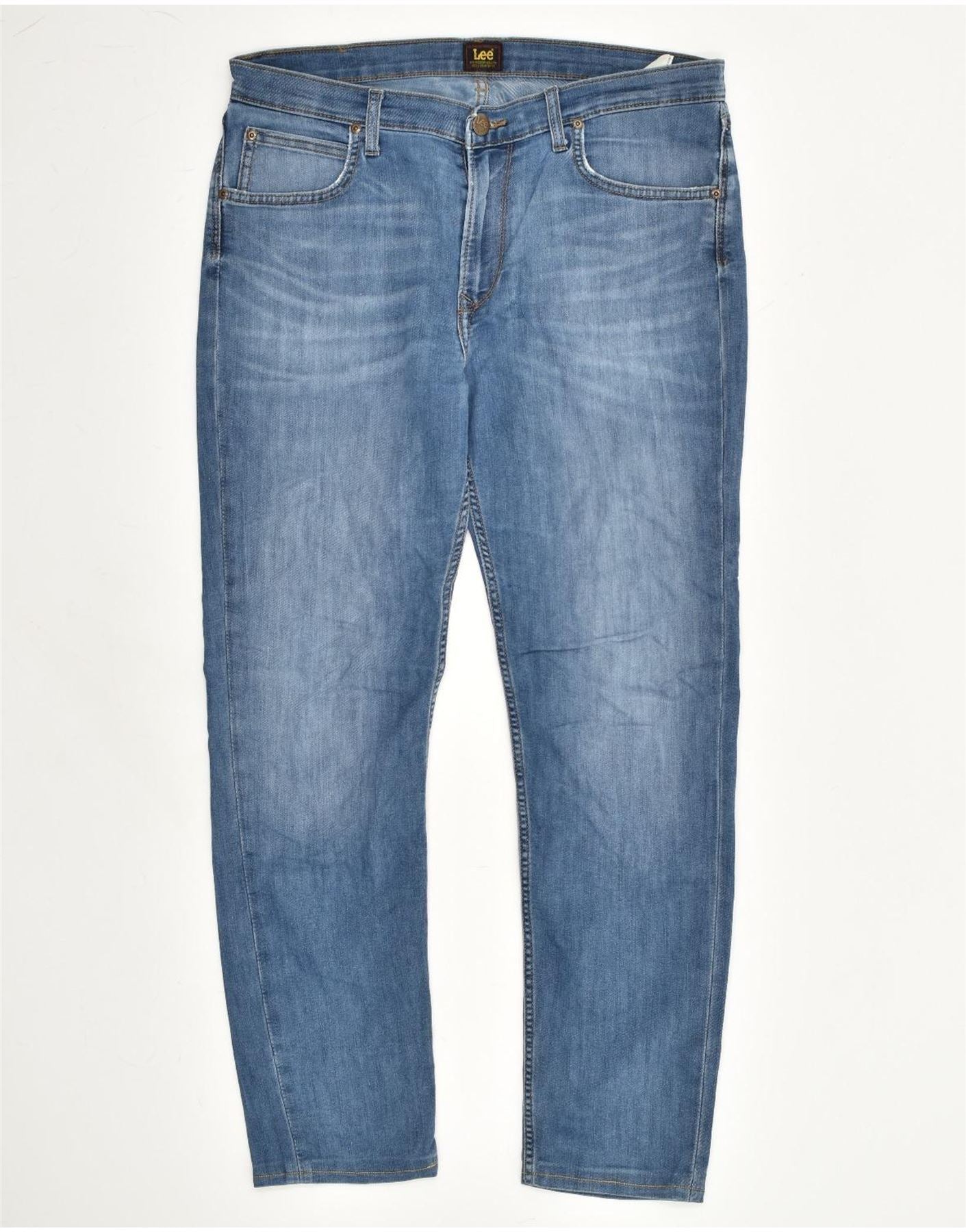 Image of LEE Mens Arvin Slim Jeans W34 L28 Blue Cotton