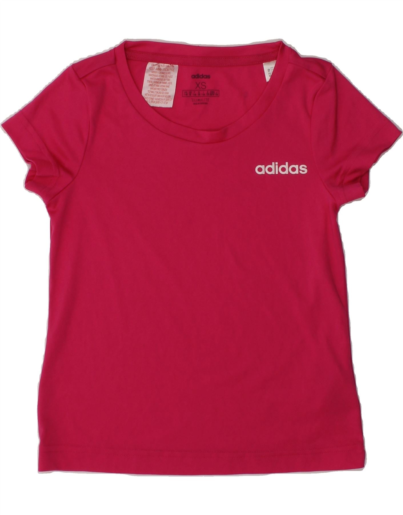 image of ADIDAS Girls Climalite Graphic T-Shirt Top 7-8 Years XS Pink Polyester