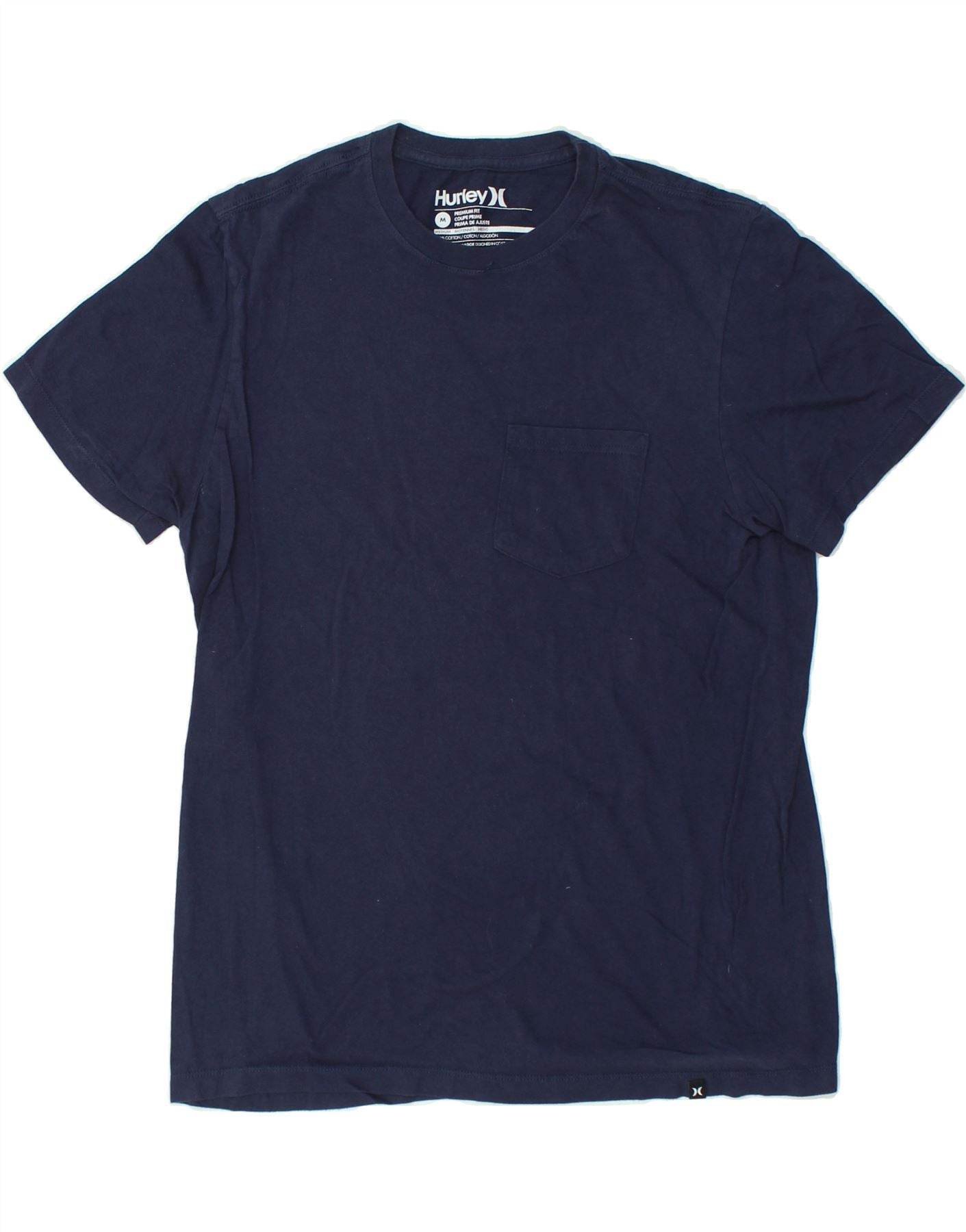 image of HURLEY Mens Premium Fit T-Shirt Top Medium Navy Blue Cotton