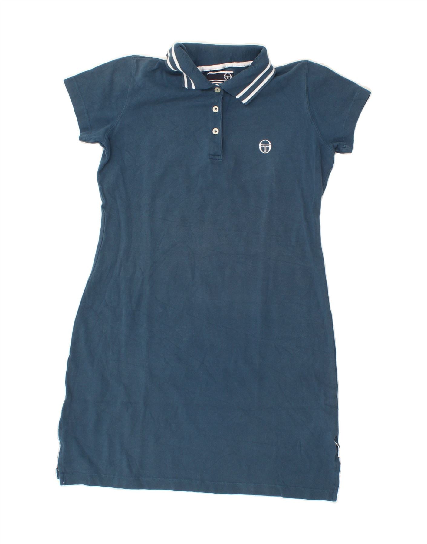 image of SERGIO TACCHINI Womens Polo Dress UK 12 Medium Navy Blue Cotton