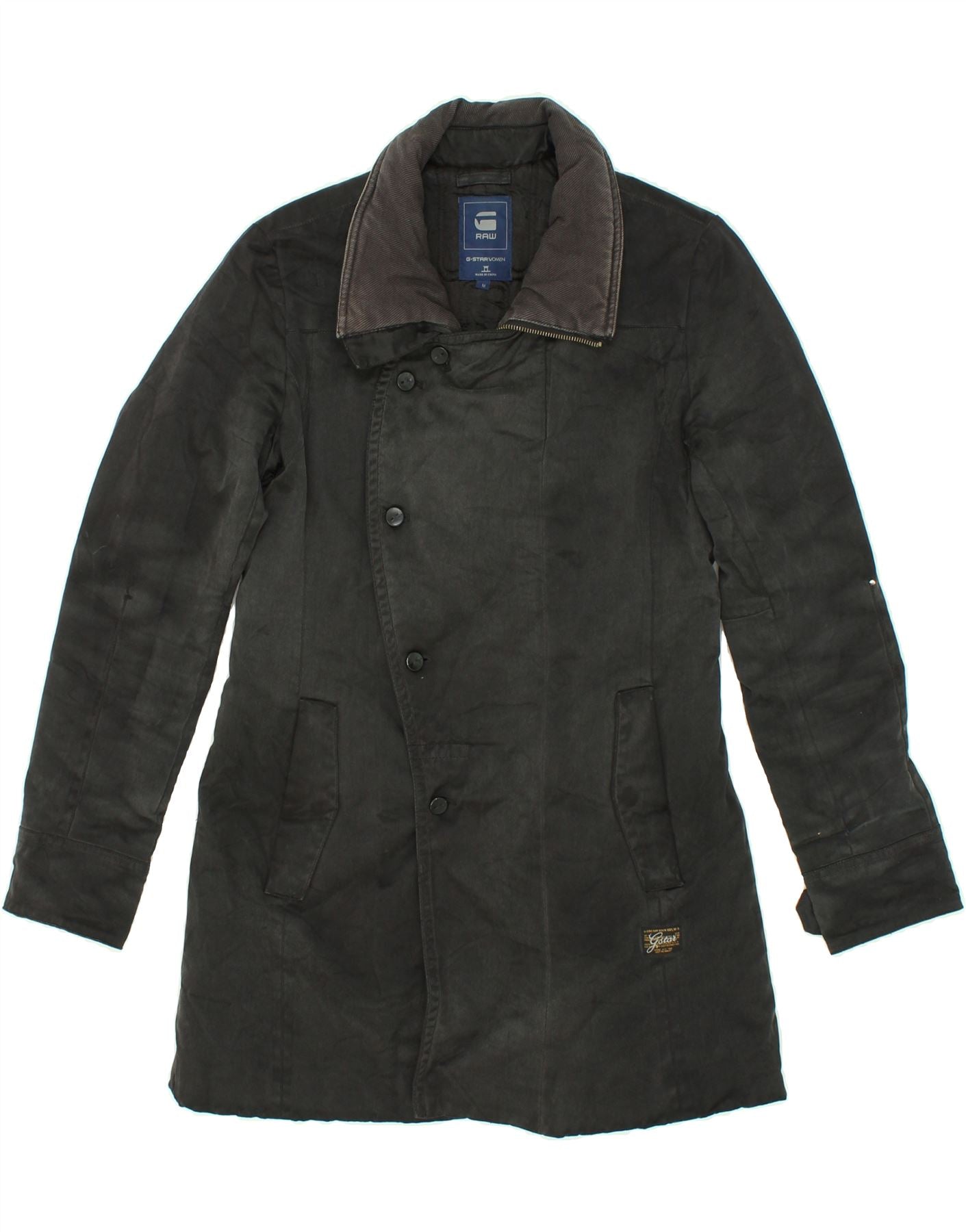 image of G-STAR Womens Windbreaker Coat UK 14 Medium Navy Blue Cotton