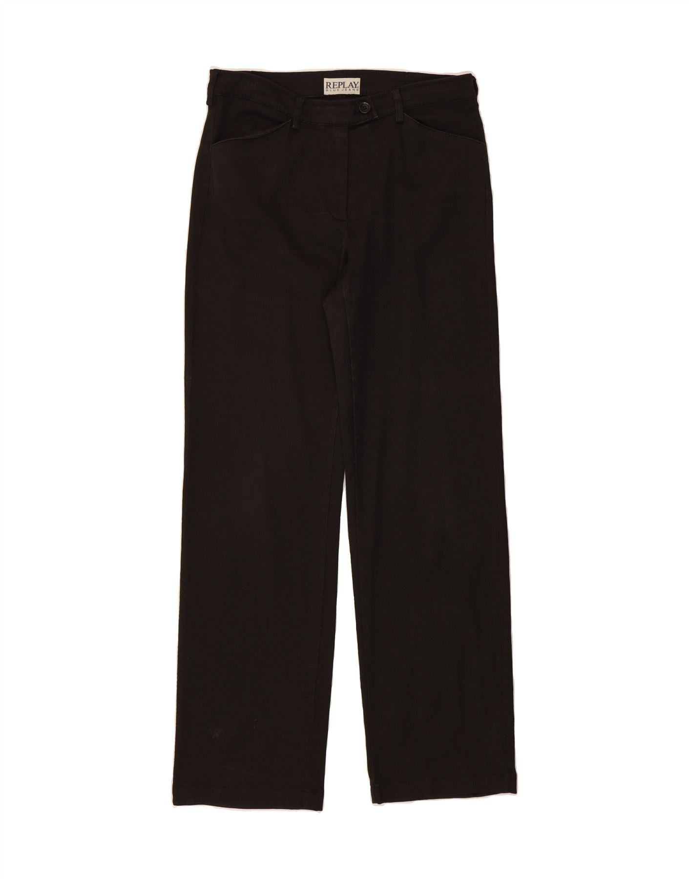 image of REPLAY Womens Straight Casual Trousers W29 L32 Brown Pinstripe Cotton