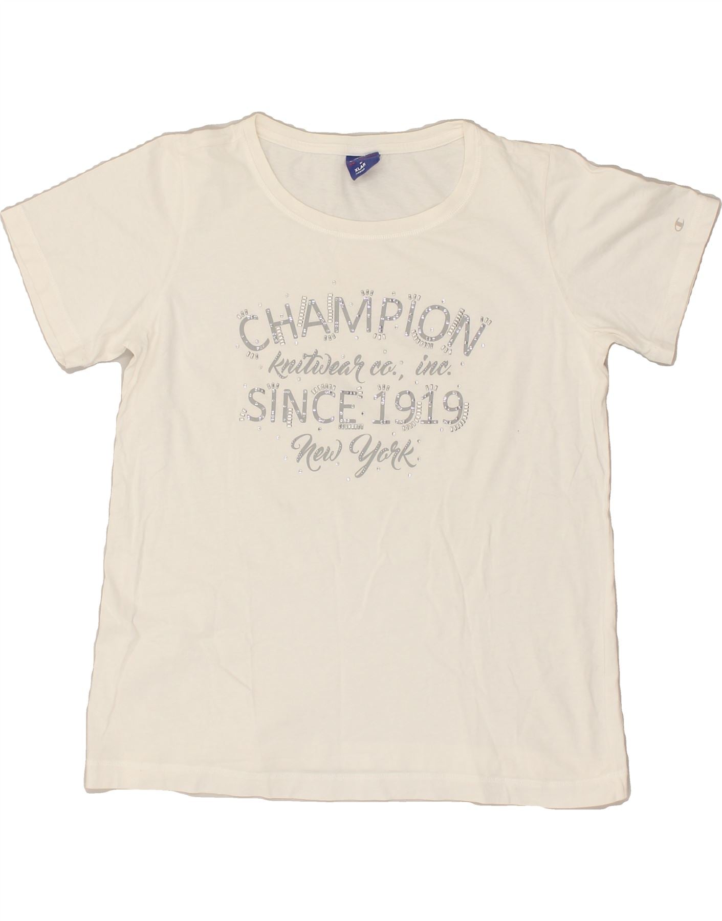 image of CHAMPION Womens Graphic T-Shirt Top UK 18 XL White