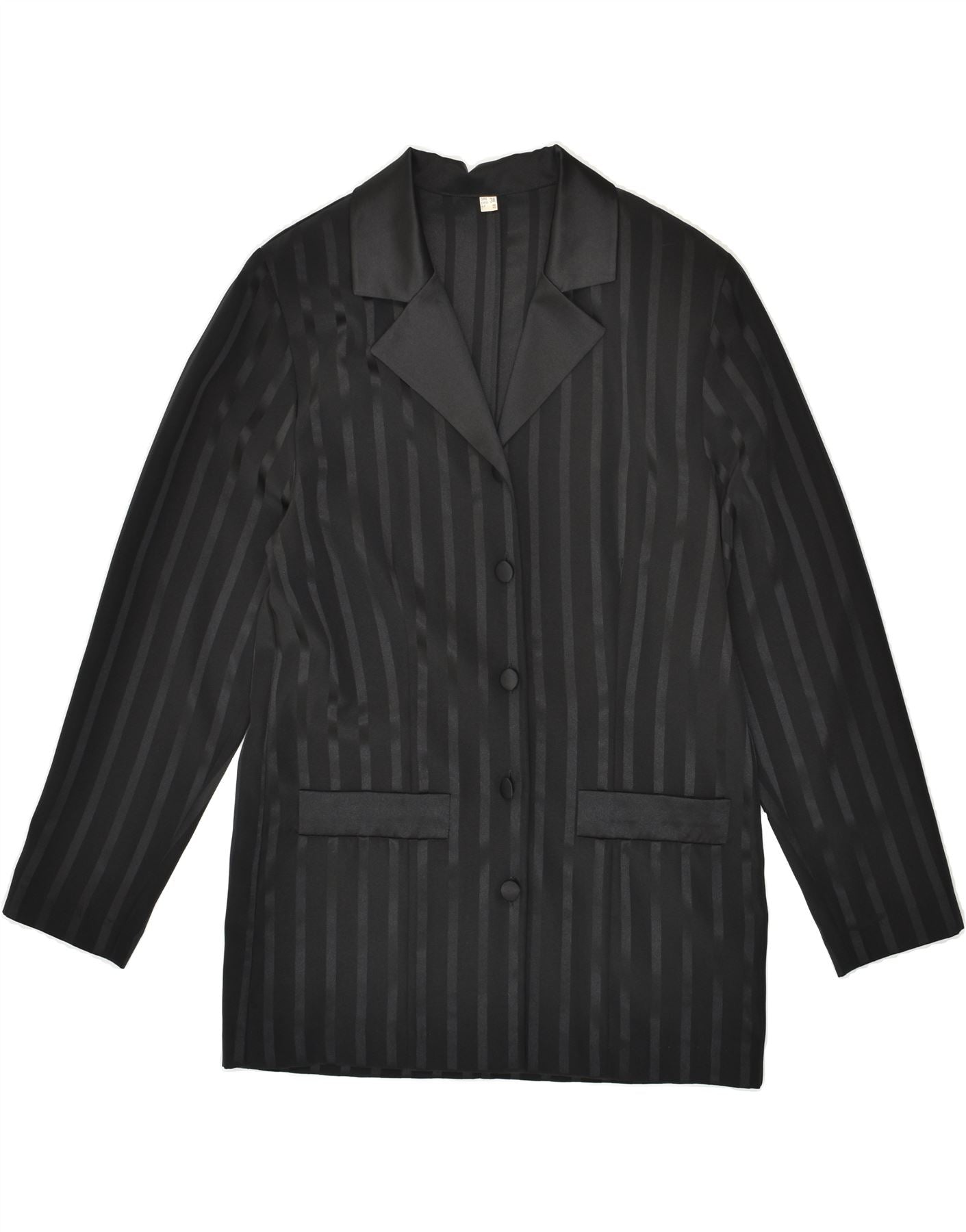 image of VINTAGE Womens 5 Button Blazer Jacket IT 42 Medium Black Pinstripe
