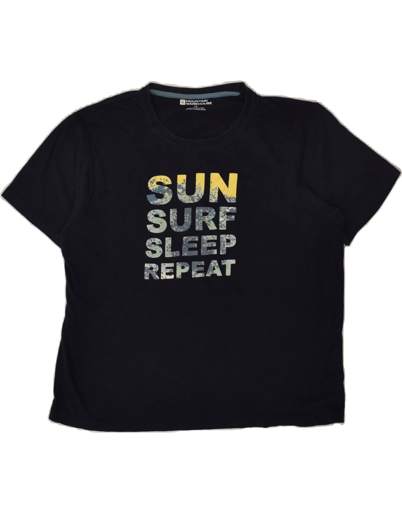 image of MOUNTAIN WAREHOUSE Mens Graphic T-Shirt Top Large Navy Blue Cotton