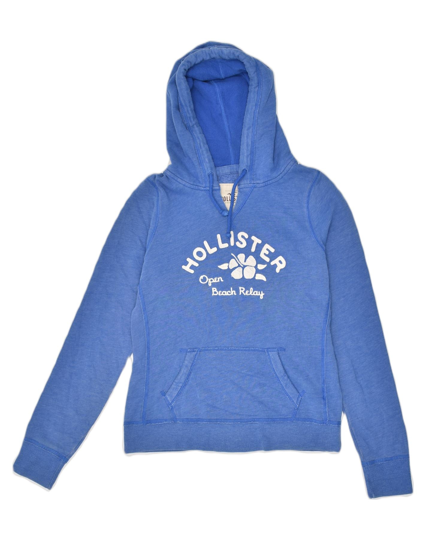 image of HOLLISTER Womens Graphic Hoodie Jumper UK 14 Medium Blue