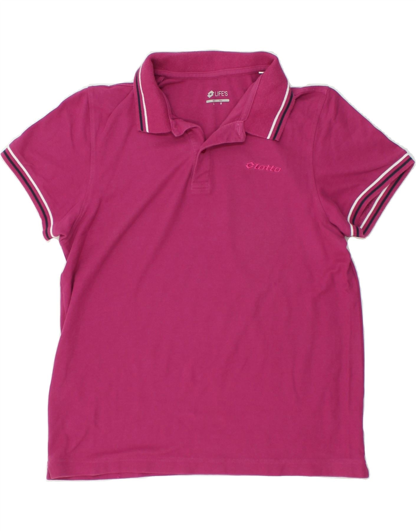 Image of LOTTO Mens Polo Shirt Large Pink Cotton