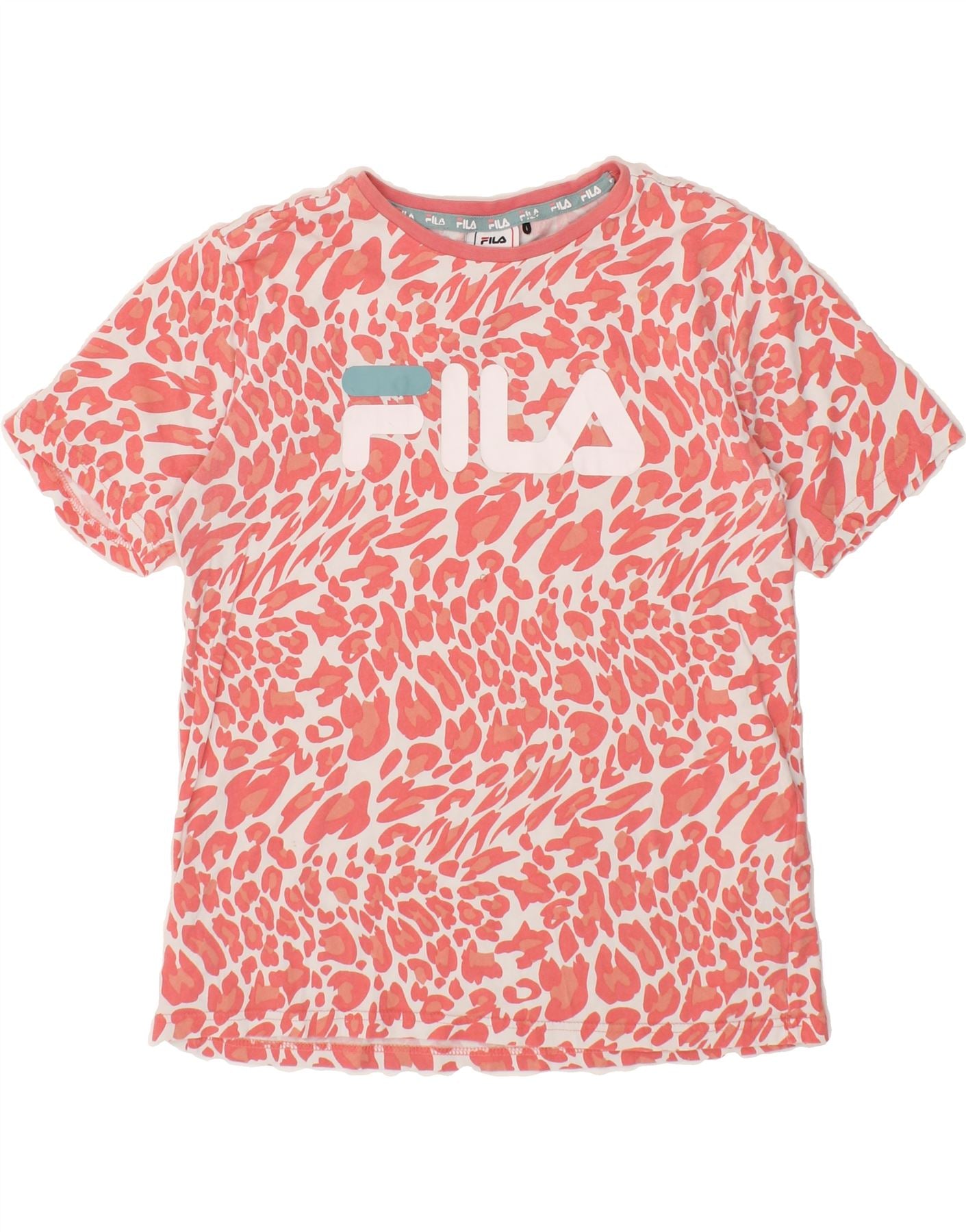 Image of FILA Girls Graphic T-Shirt Top 15-16 Years Red Tie Dye Cotton