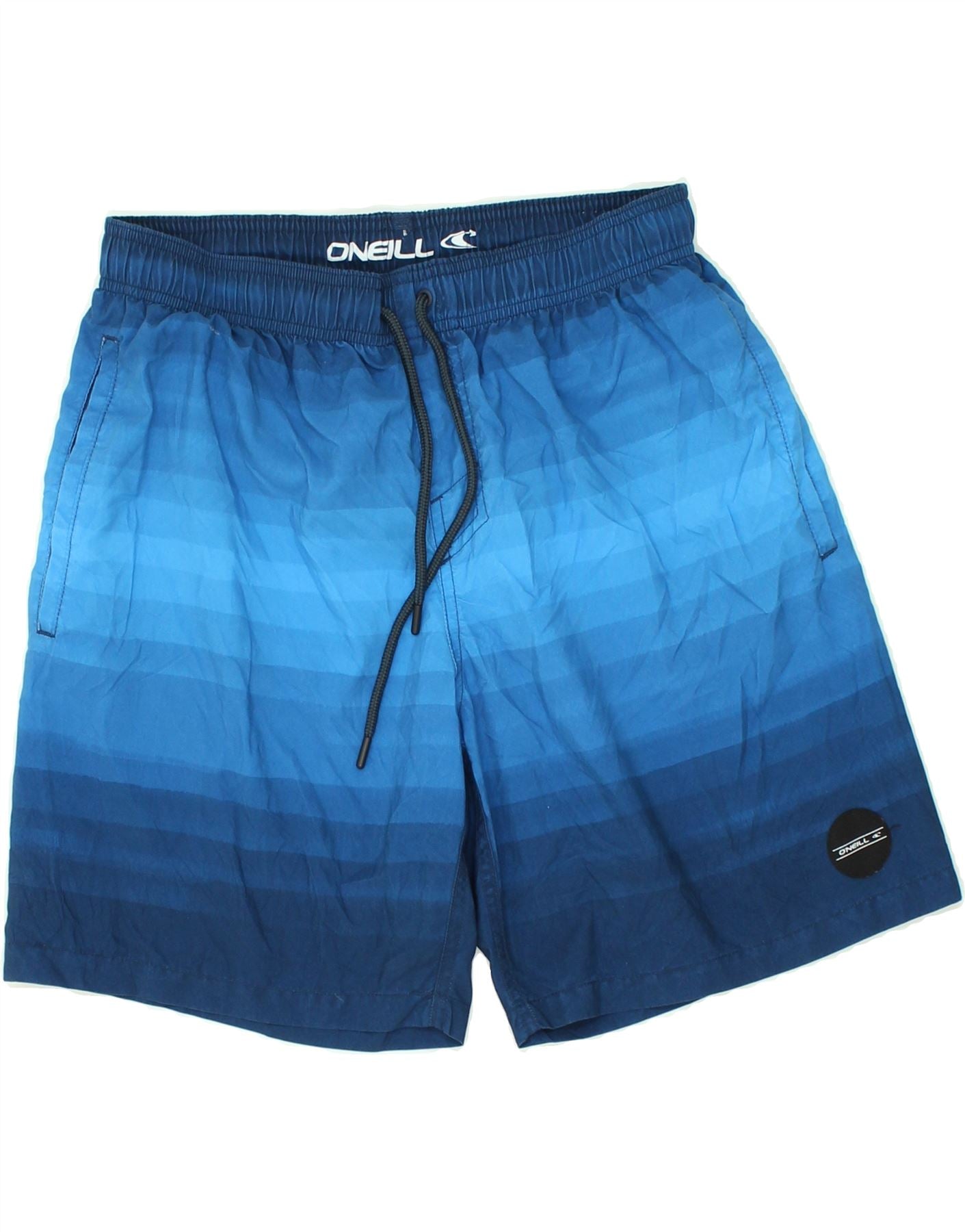 Image of O'NEILL Mens Swimming Shorts Medium Blue Striped Polyester