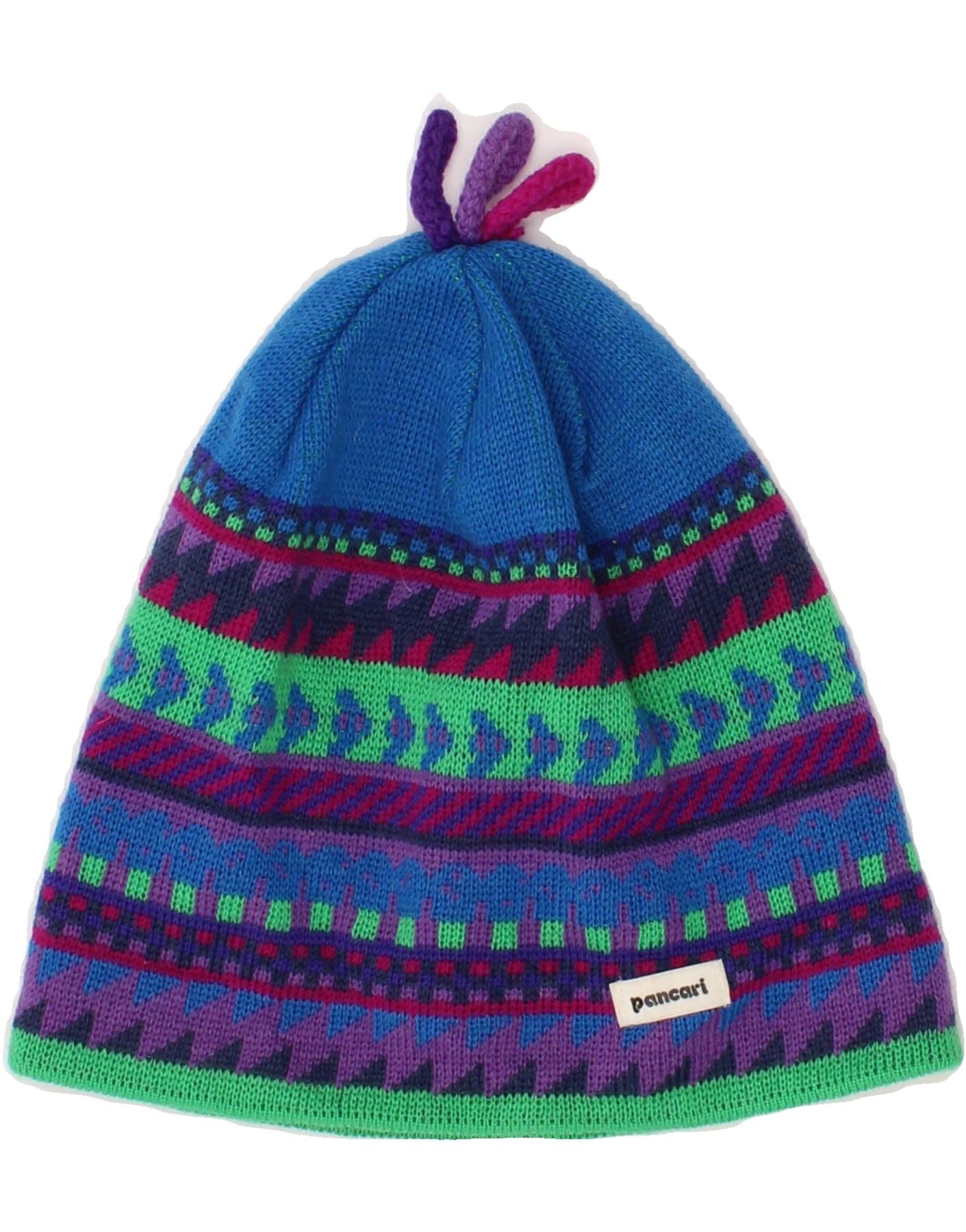 image of VINTAGE Womens Beanie Hat One Size Blue Fair Isle Wool