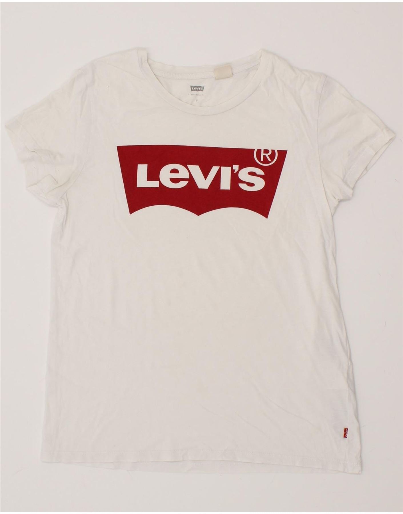 image of LEVI'S Mens Graphic T-Shirt Top Small White Cotton