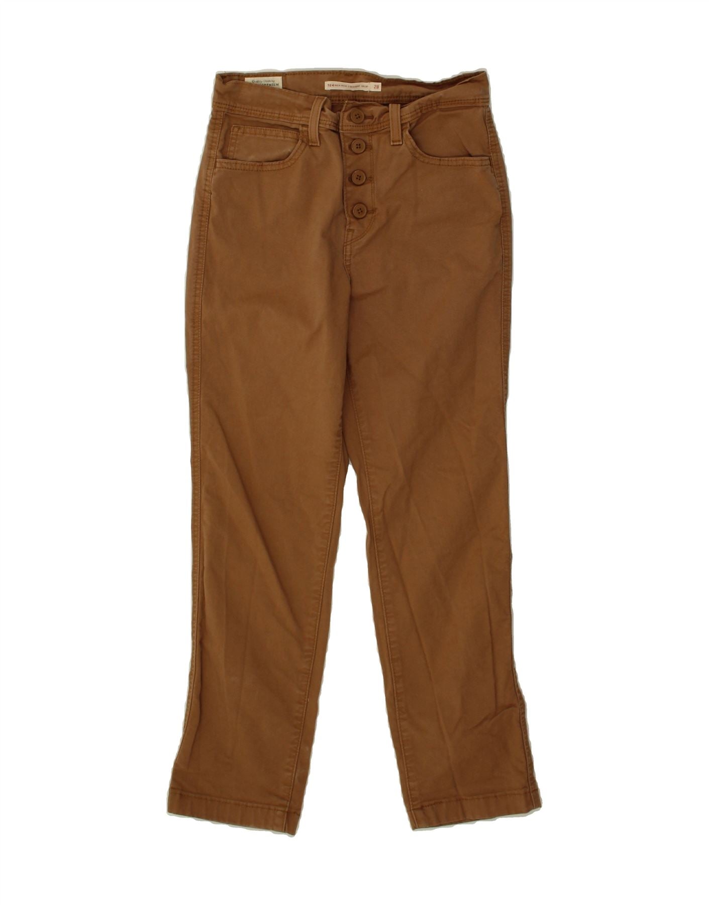 Image of LEVI'S Womens 724 High Waist Straight Cropped Trousers W28 L25  Brown