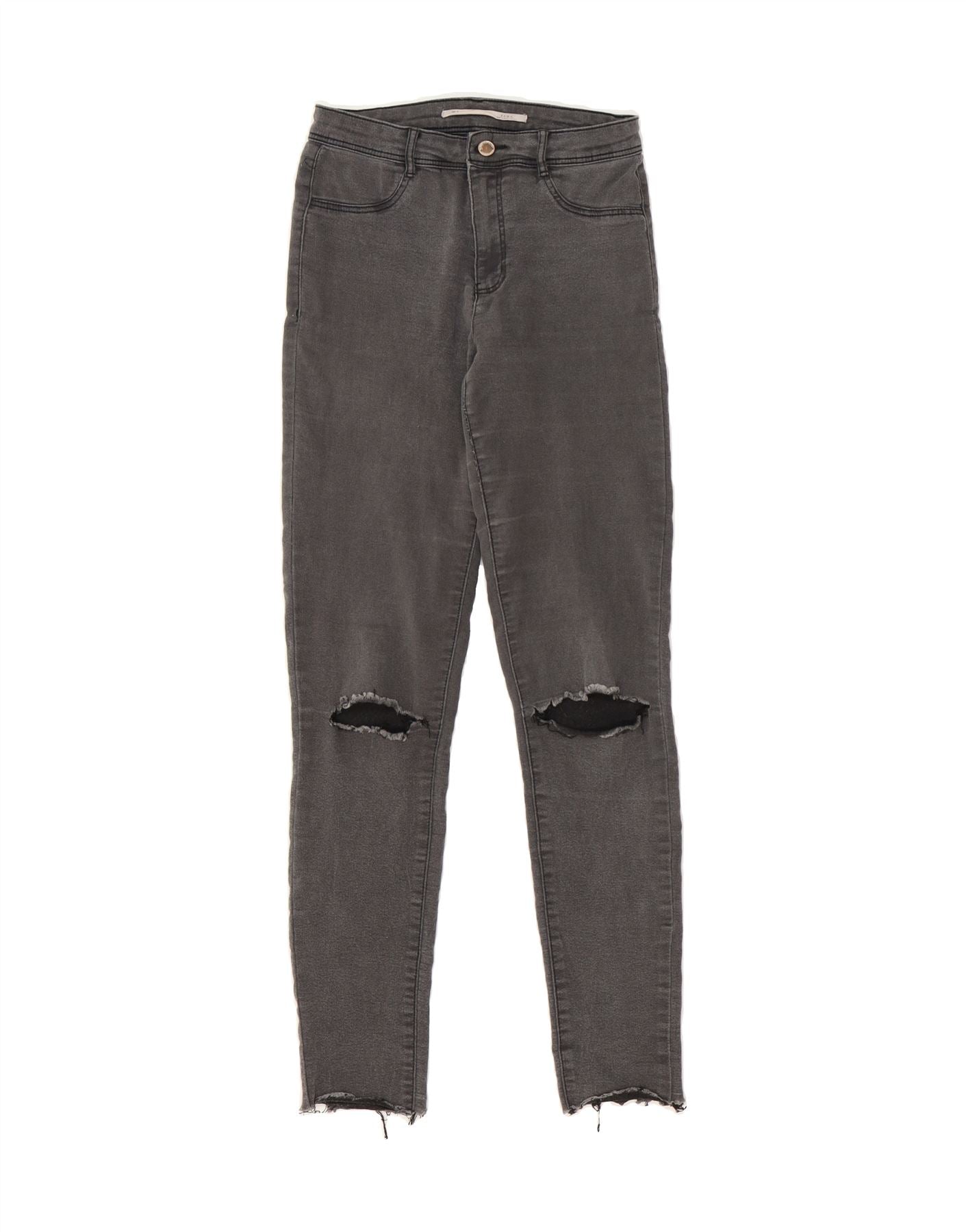 image of ZARA Womens Distressed Legging Jeans W26 L29  Grey