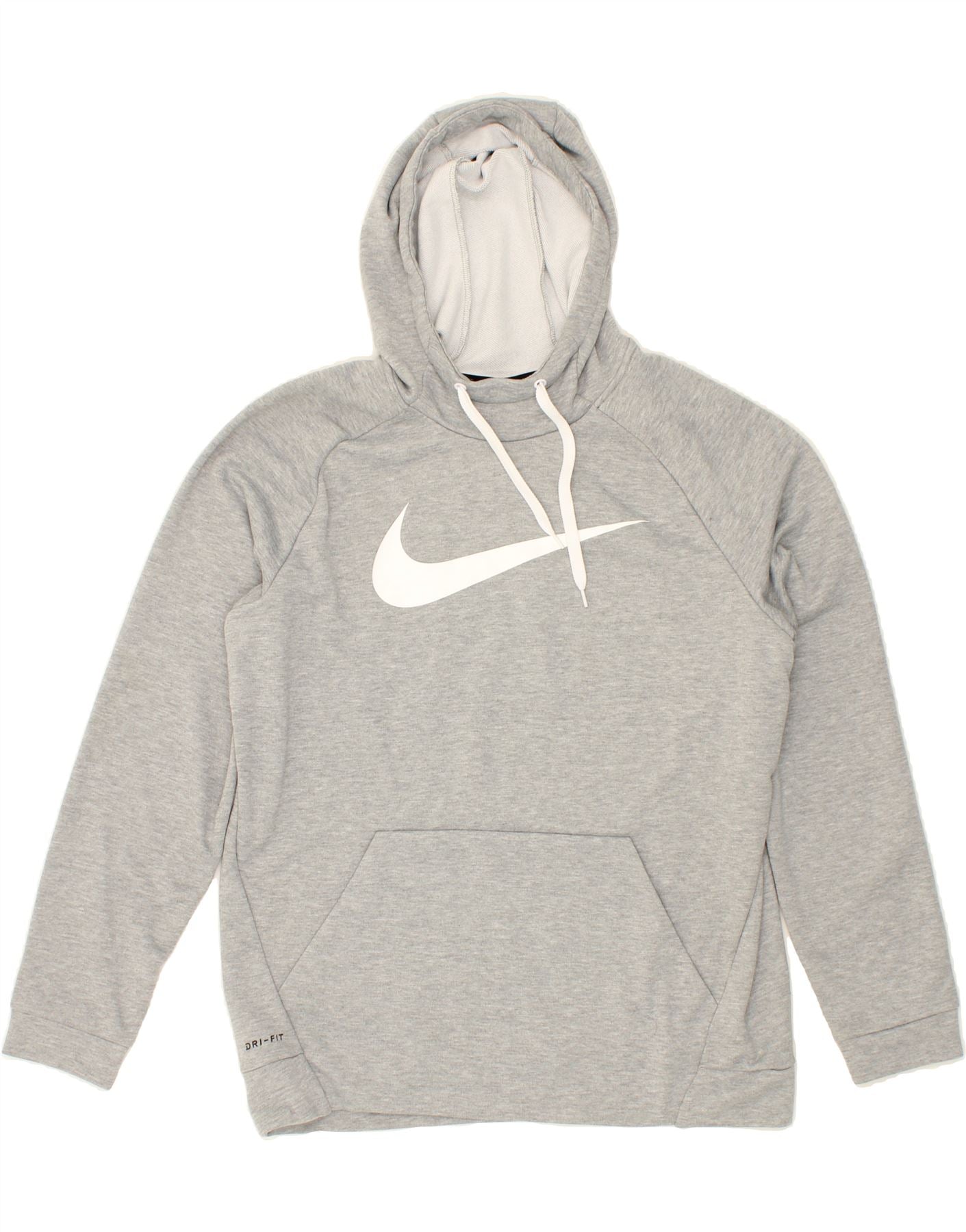 image of NIKE Mens Dri Fit Graphic Hoodie Jumper Large Grey Polyester