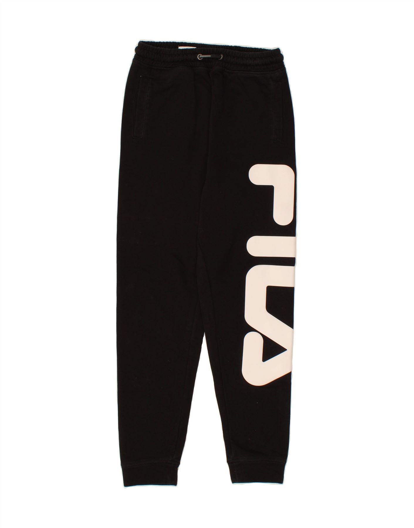 image of FILA Mens Graphic Tracksuit Trousers XS Black Cotton