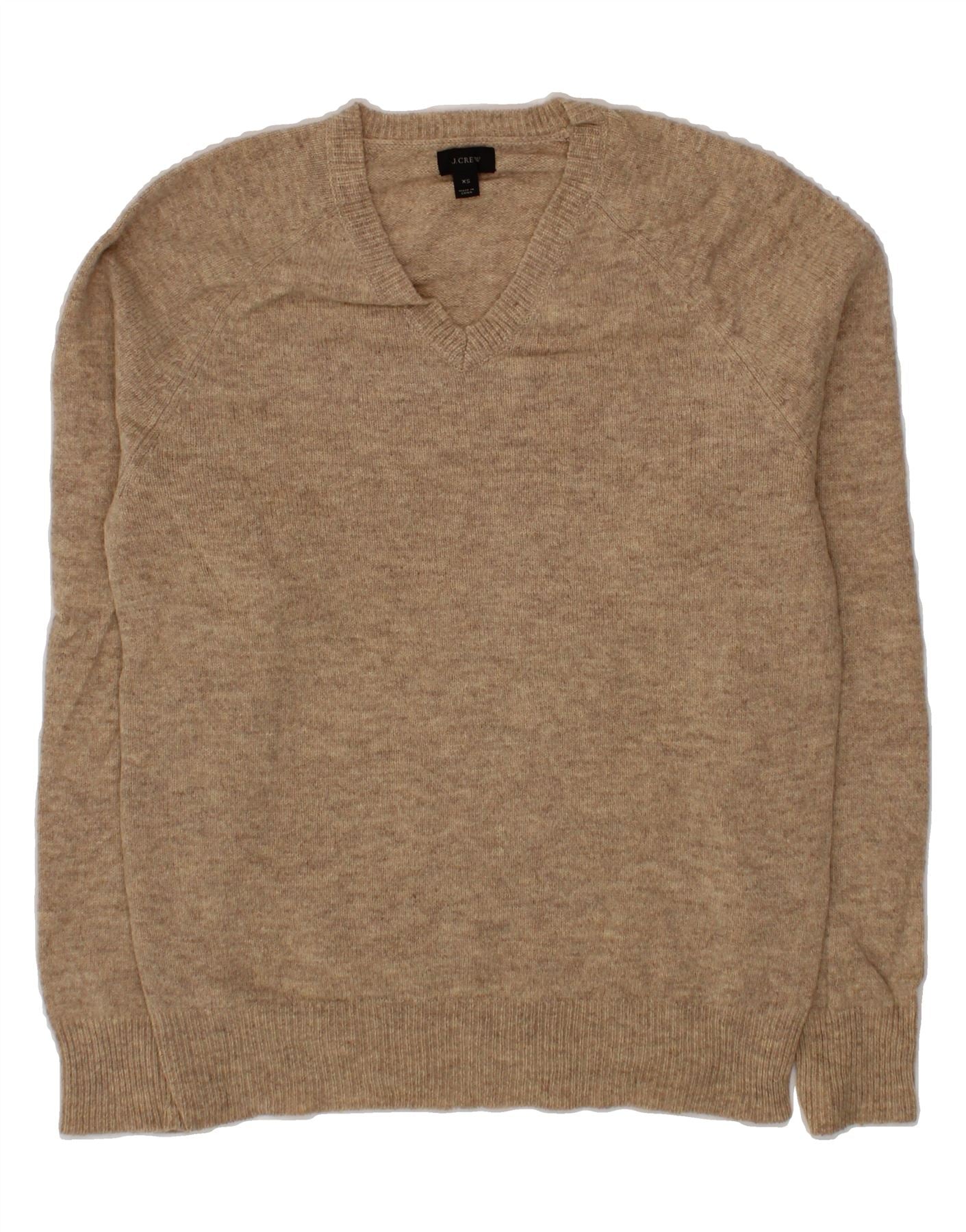 image of J. CREW Mens V-Neck Jumper Sweater XS Beige Lambswool