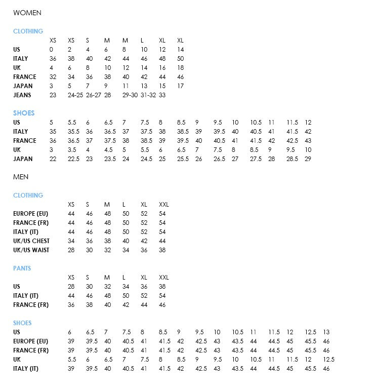 Marc Ecko Size Chart