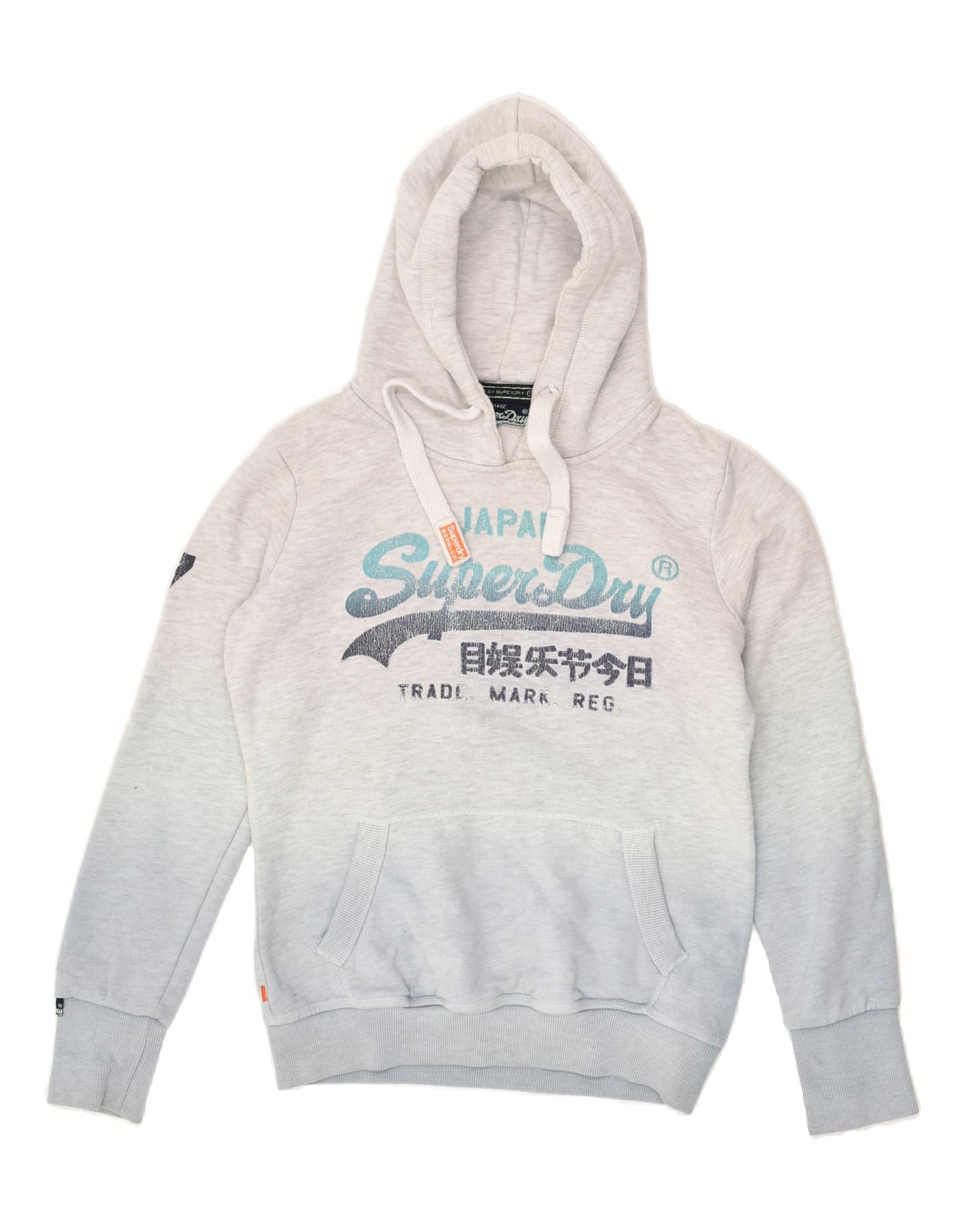 Image of SUPERDRY Womens Graphic Hoodie Jumper UK 10 Small Grey Tie Dye Cotton