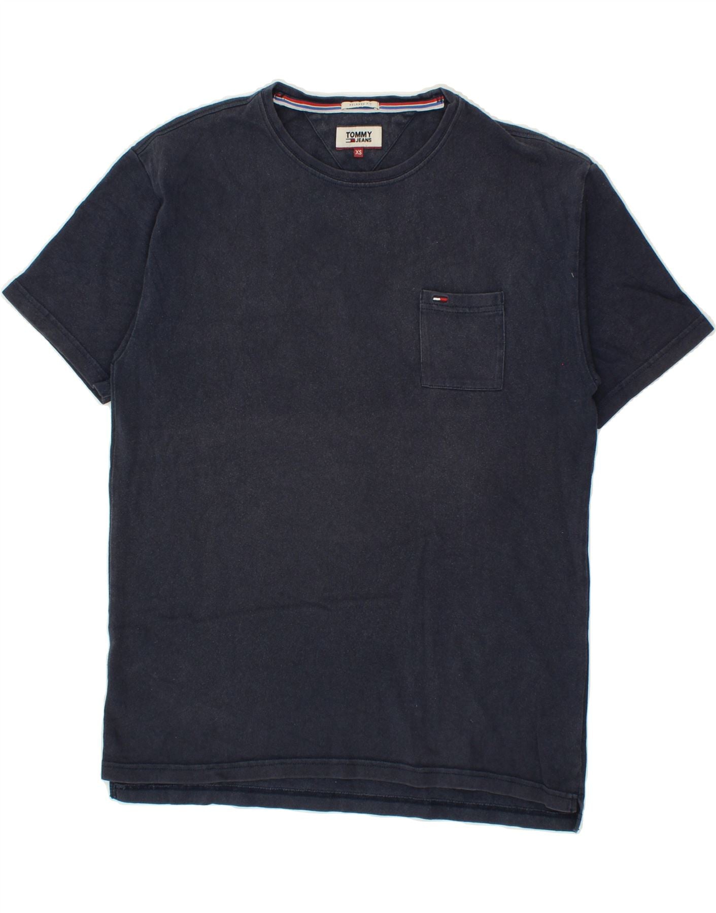 image of TOMMY HILFIGER Mens Relaxed Fit T-Shirt Top XS Navy Blue Cotton