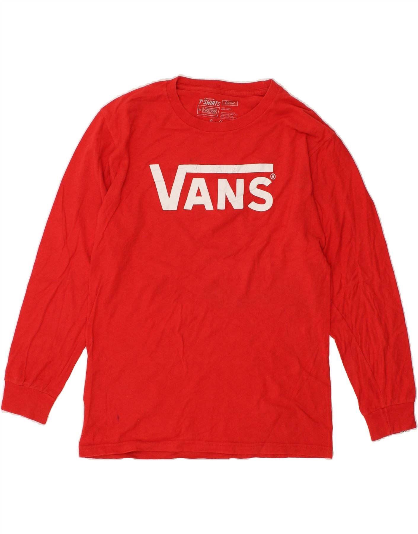 image of VANS Mens Classic Graphic Top Long Sleeve Small Red Cotton