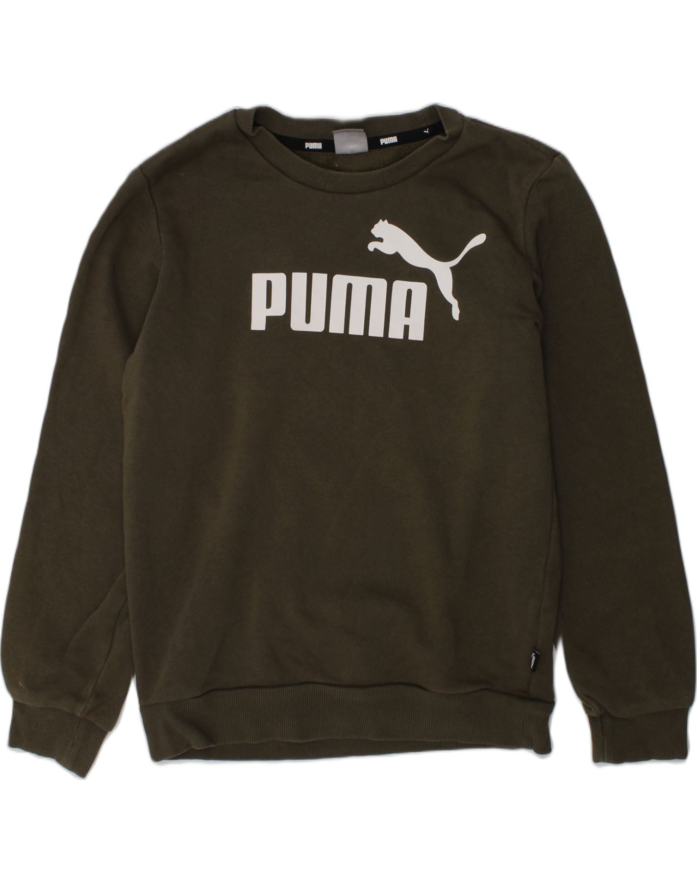 image of PUMA Boys Graphic Sweatshirt Jumper 8-9 Years Khaki Cotton