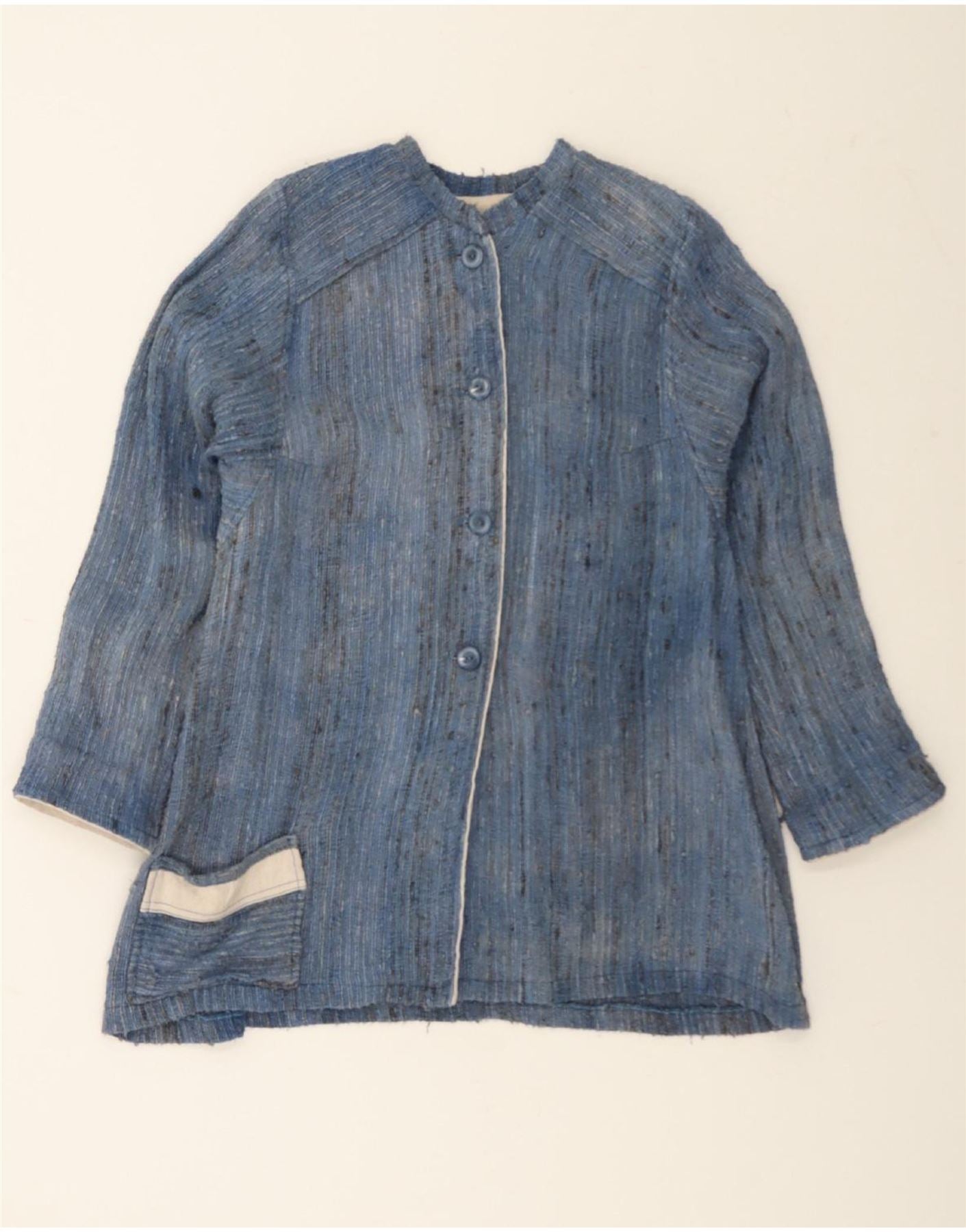 image of VINTAGE Womens Overcoat UK 16 Large Blue